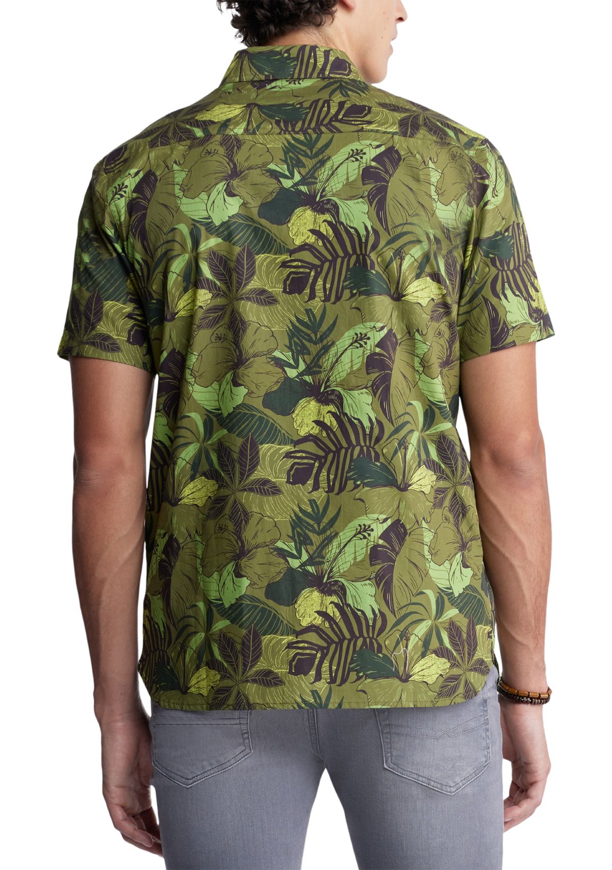 Men’s Sayool Leaf Print Woven Short Sleeve Shirt 