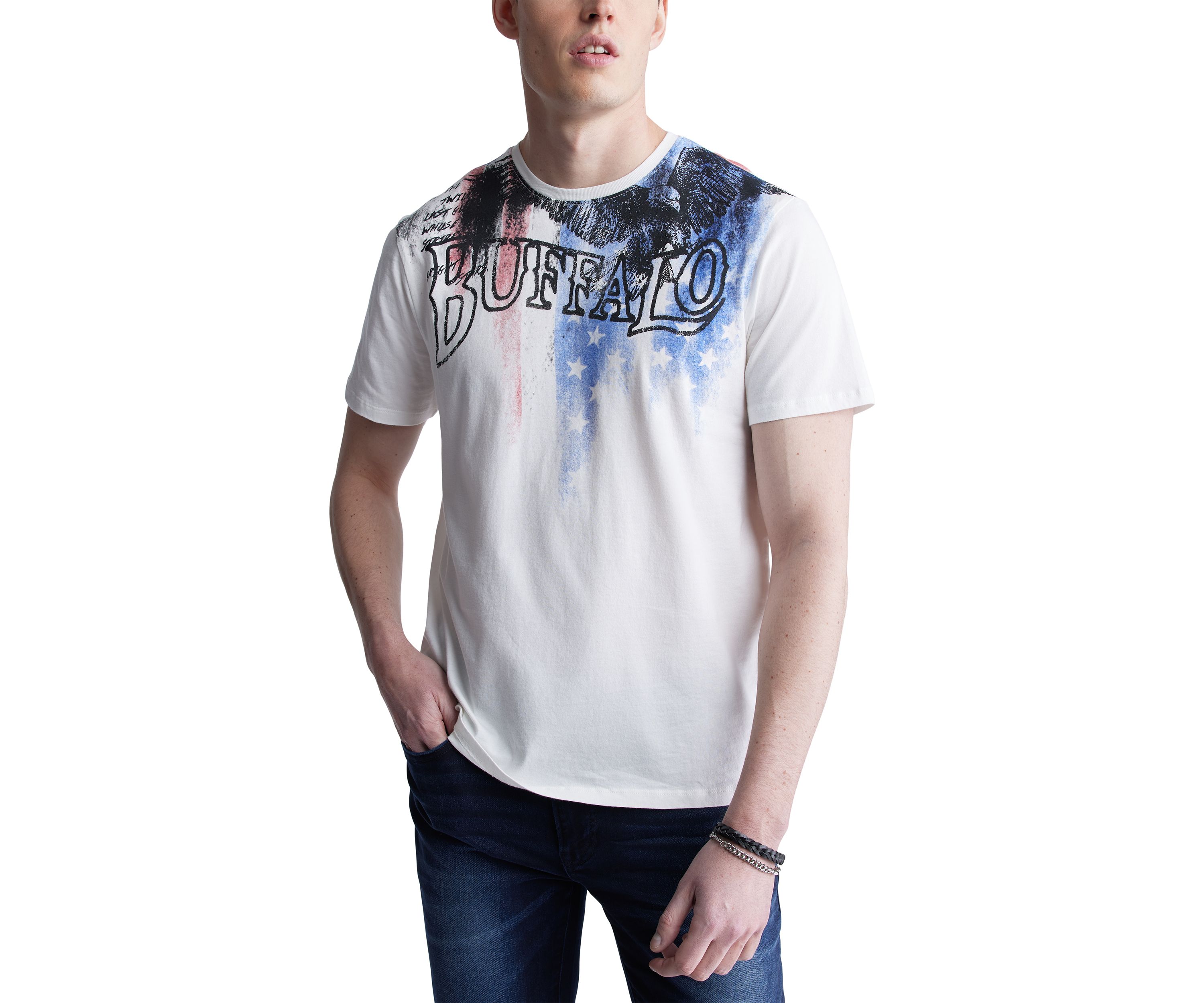 Short Sleeve graphic Mens T-Shirt, White - BM24352