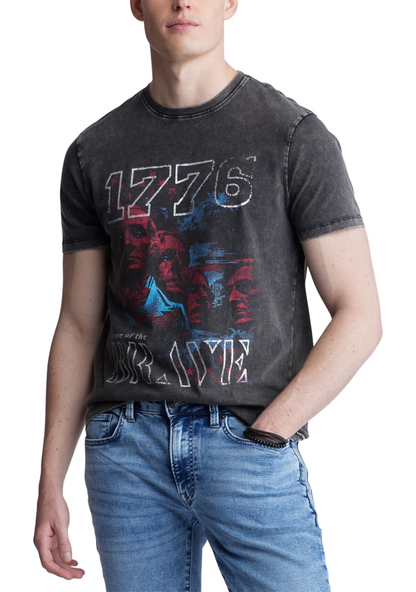 Short Sleeve graphic Mens T-Shirt, Black Vintage - BM24353