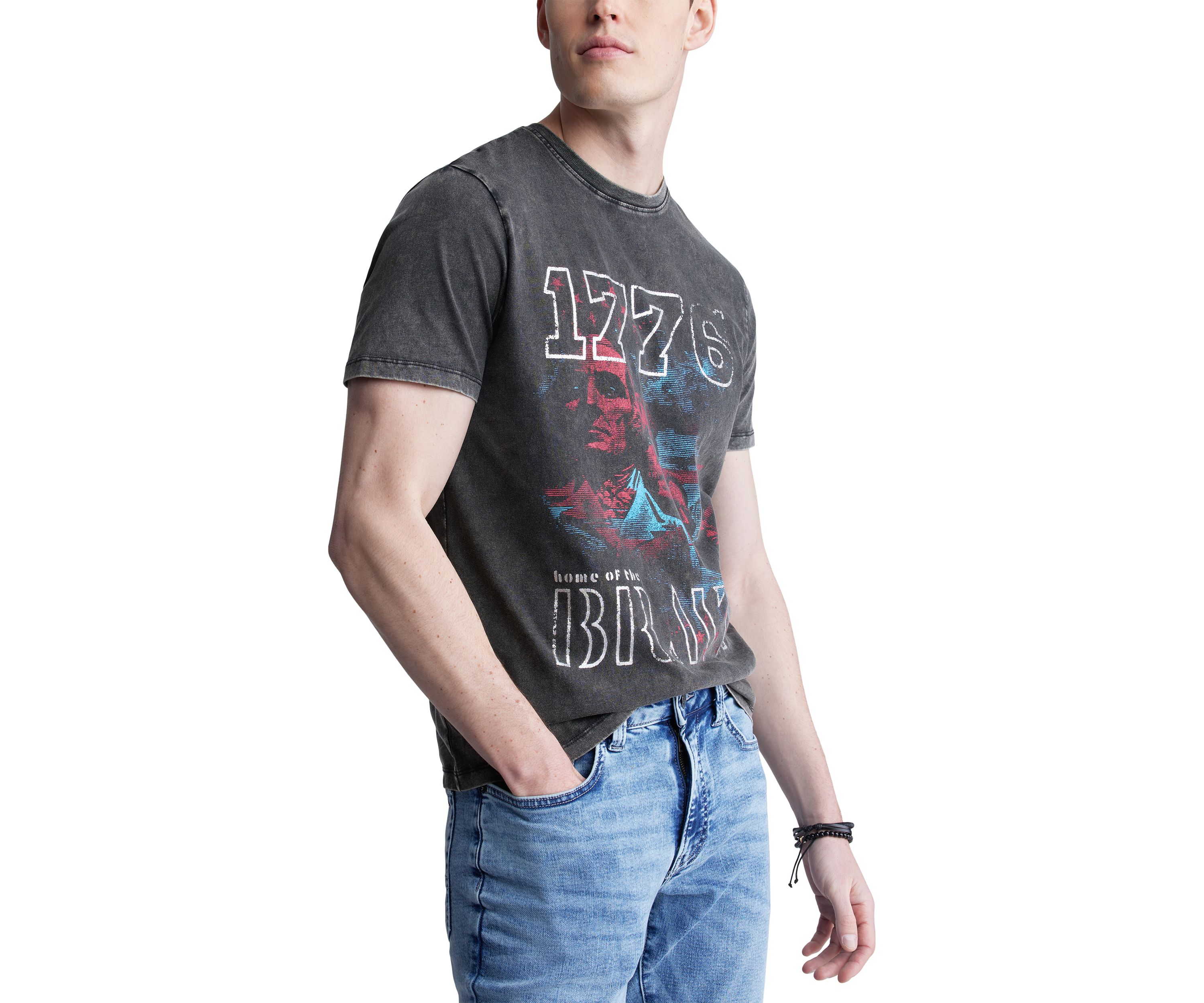 Short Sleeve graphic Mens T-Shirt, Black Vintage - BM24353