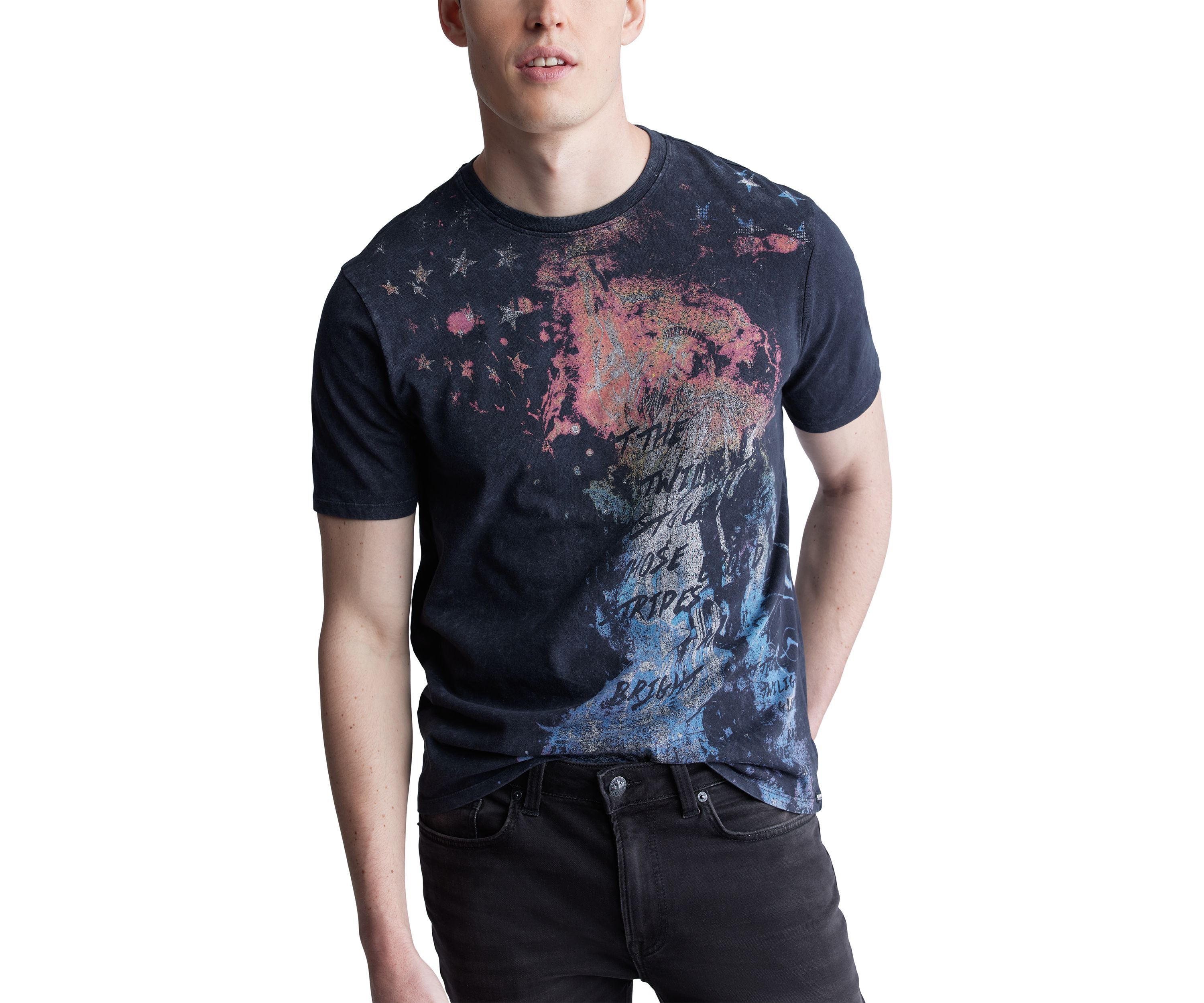 Mens Short Sleeve Graphic T-Shirt, Black - BM24354