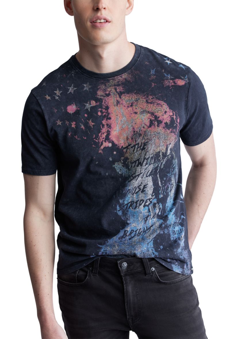 Mens Short Sleeve Graphic T-Shirt, Black - BM24354