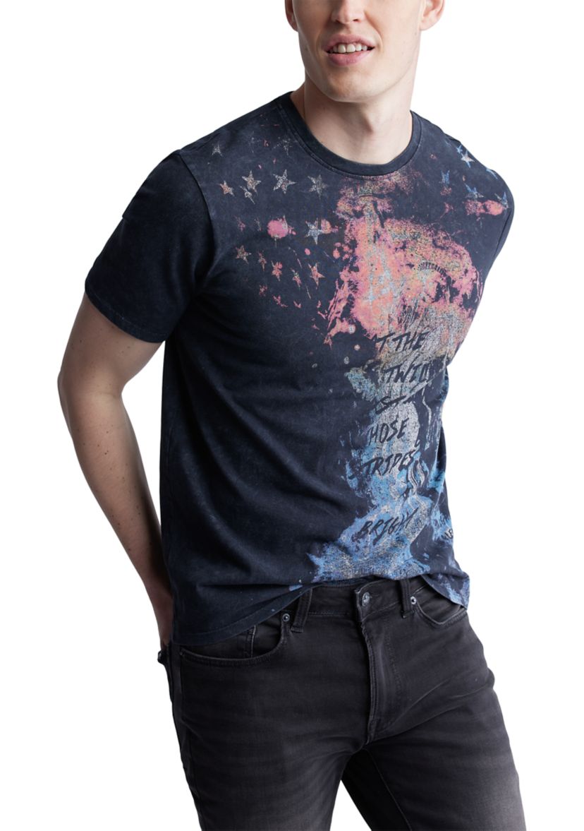 Mens Short Sleeve Graphic T-Shirt, Black - BM24354