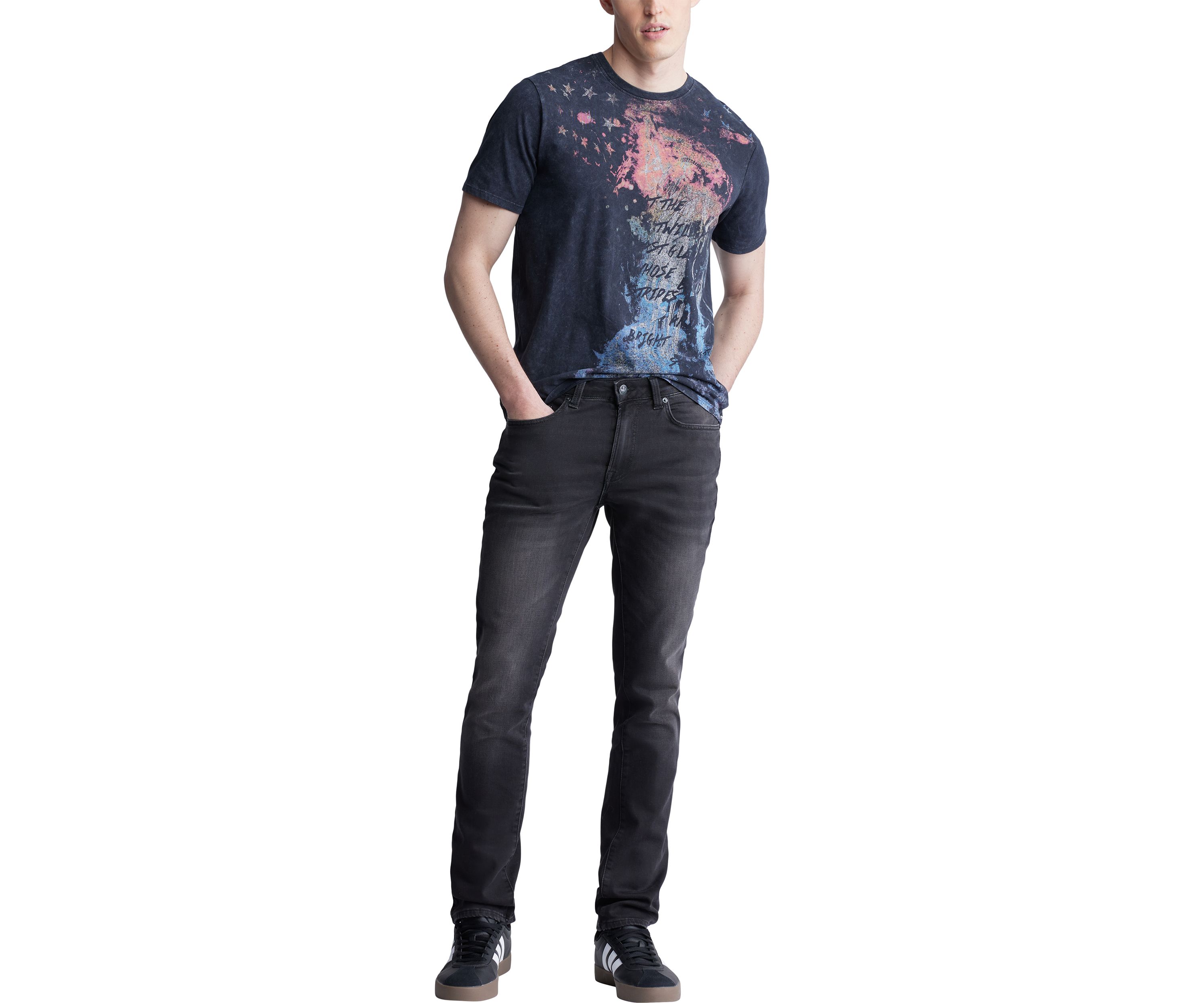 Mens Short Sleeve Graphic T-Shirt, Black - BM24354