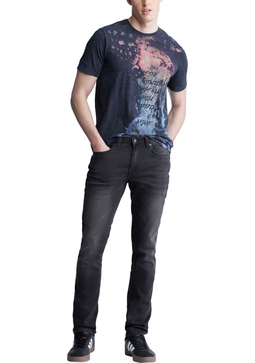 Mens Short Sleeve Graphic T-Shirt, Black - BM24354