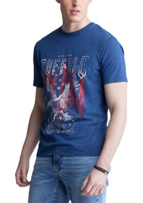Men's Short Sleeve Graphic T-Shirt, Blue - BM24355