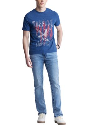 Men's Short Sleeve Graphic T-Shirt, Blue - BM24355