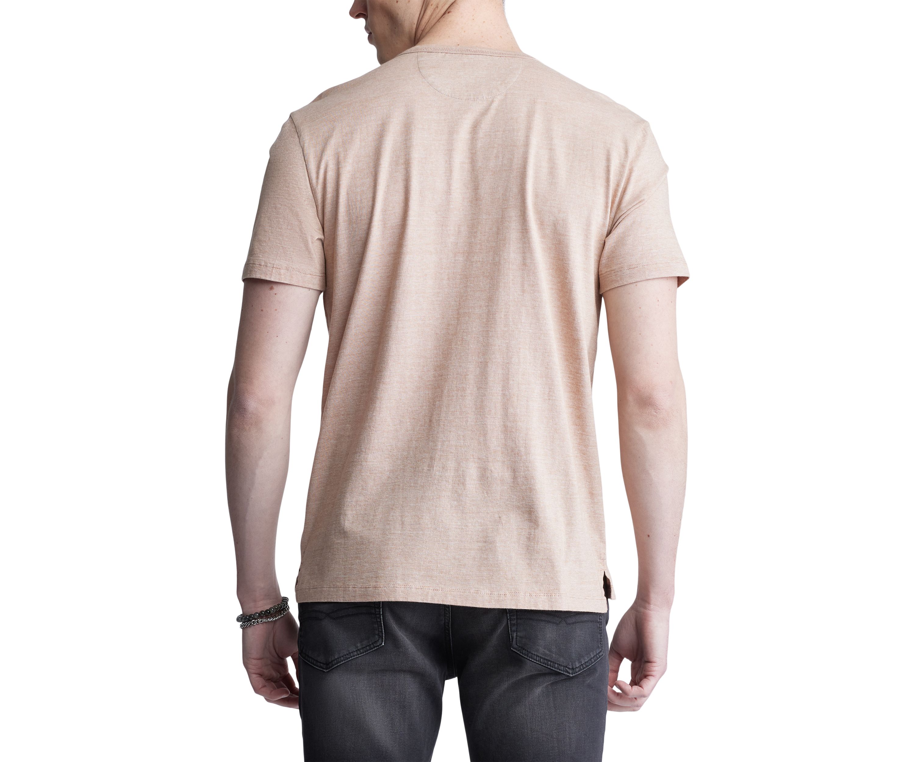 Mens Short Sleeve Henley, Beige