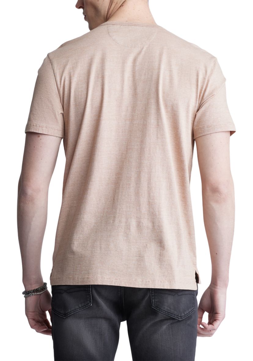 Mens Short Sleeve Henley, Beige