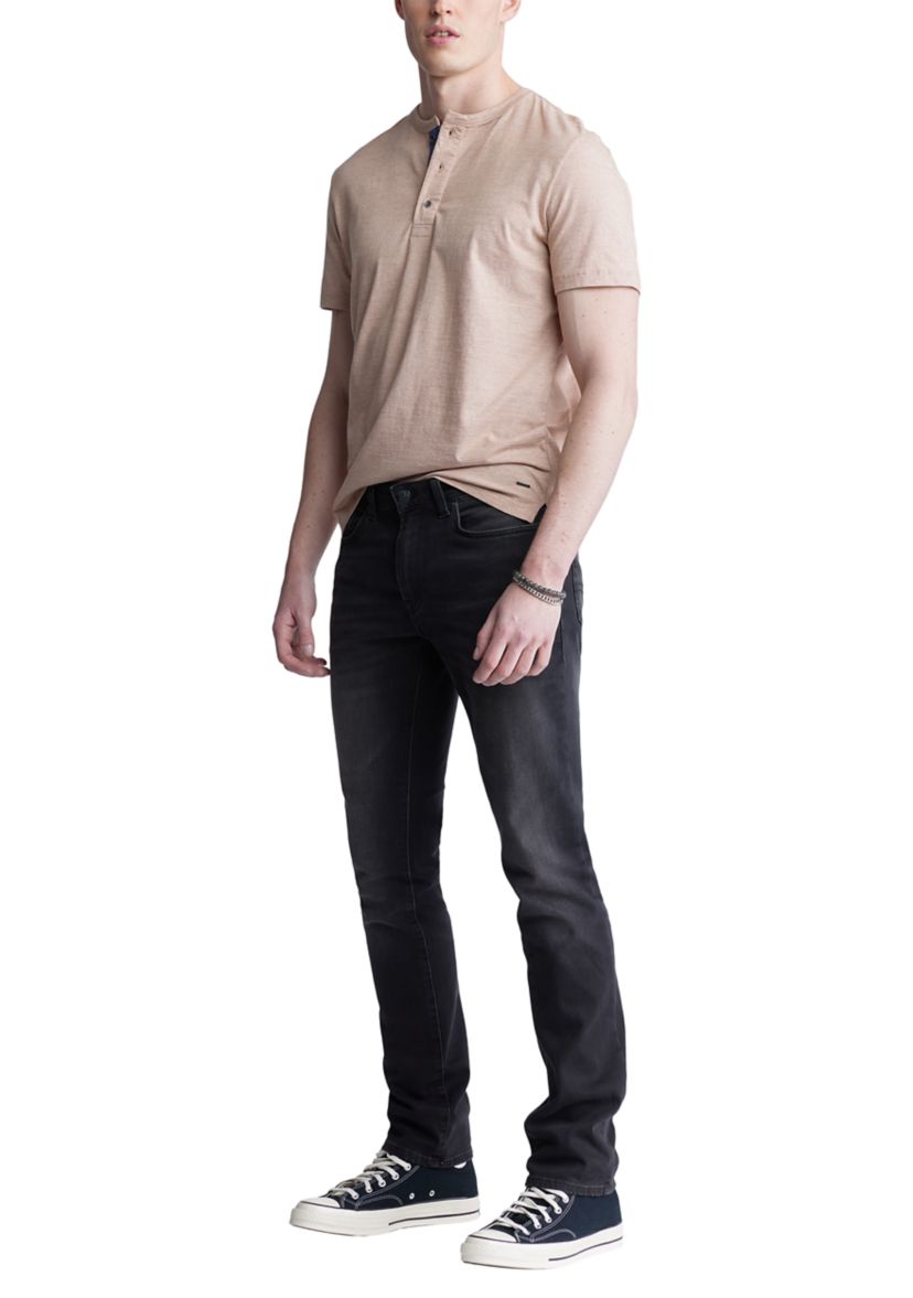 Mens Short Sleeve Henley, Beige