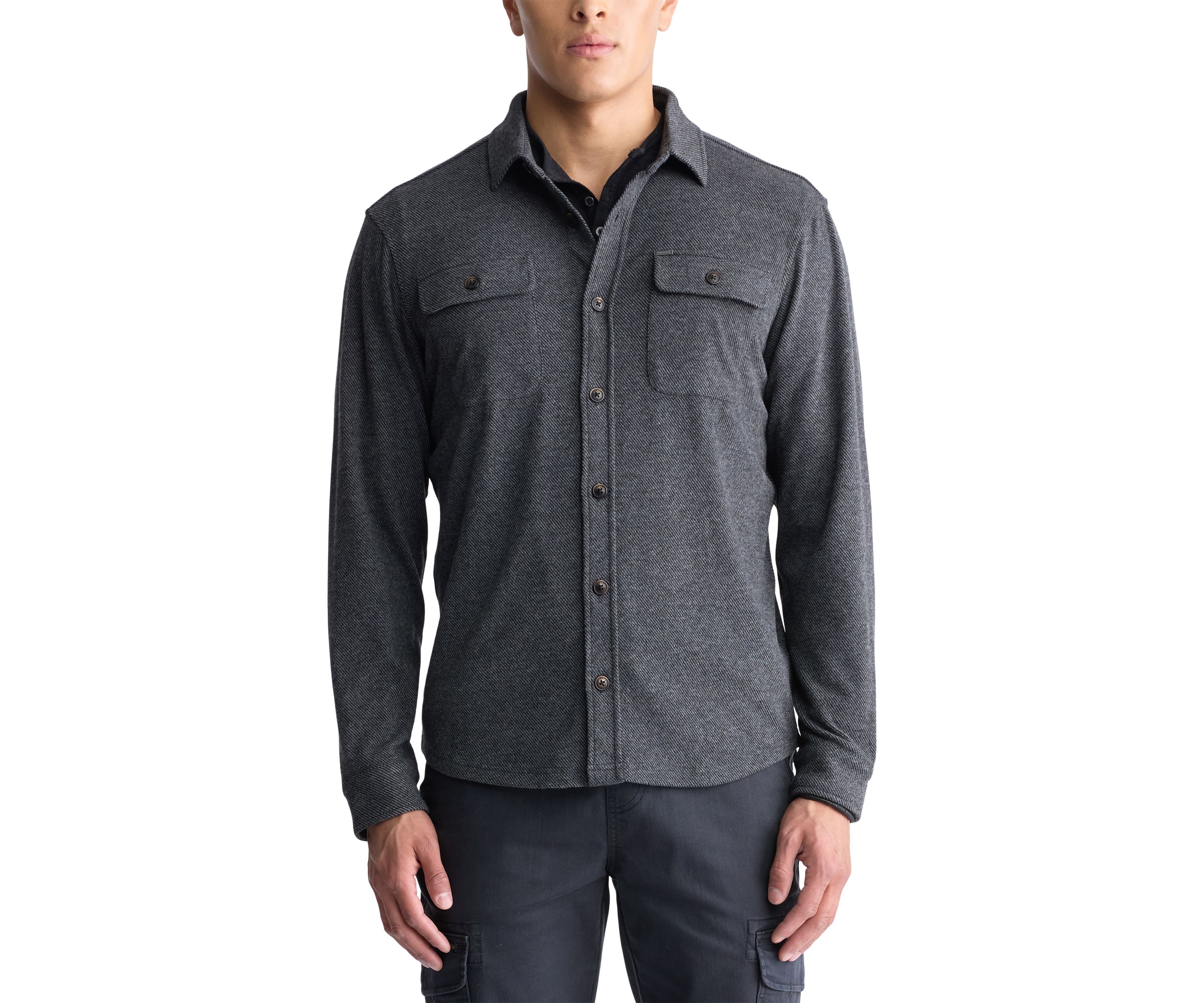 Mens Sigge Light Blue Woven Long-Sleeve Knitted Shirt