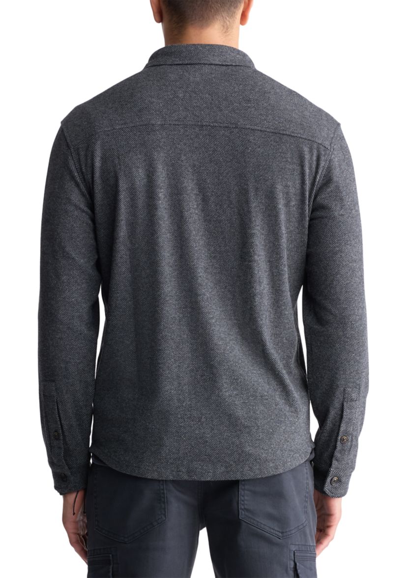 Mens Sigge Light Blue Woven Long-Sleeve Knitted Shirt