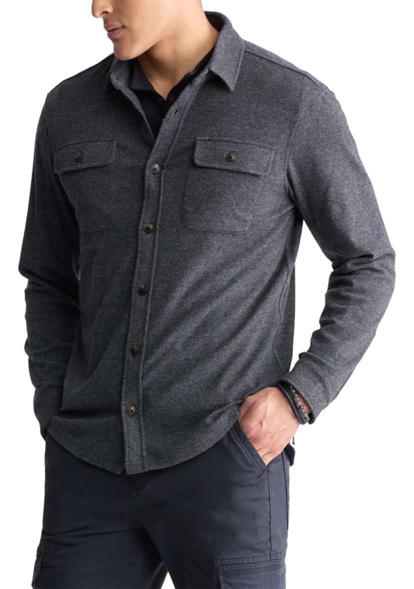 Mens Sigge Light Blue Woven Long-Sleeve Knitted Shirt