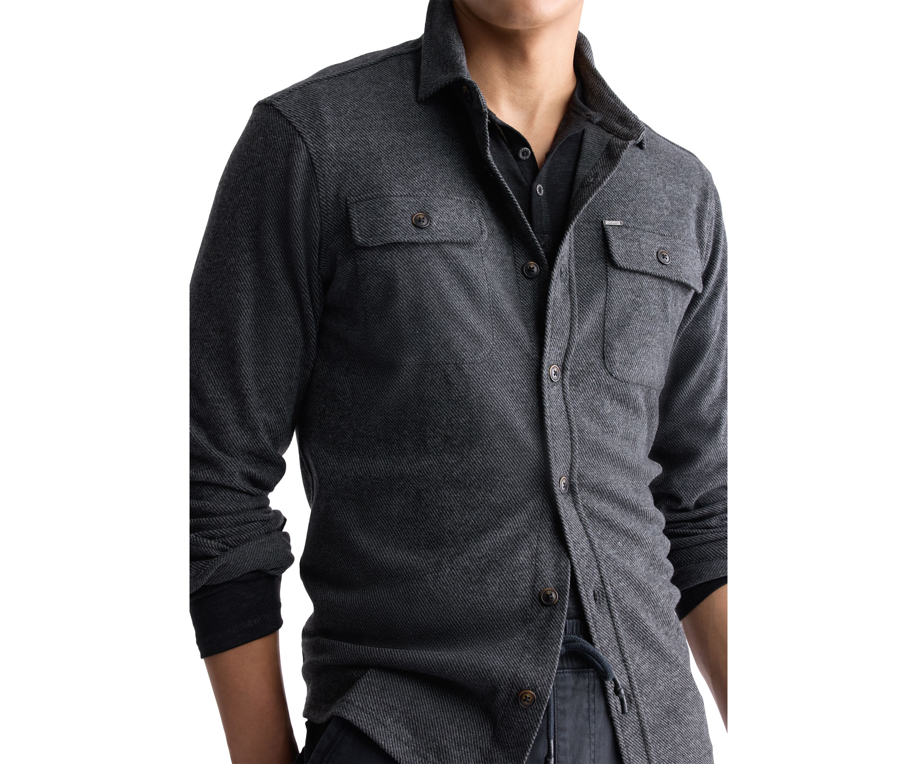 Mens Sigge Light Blue Woven Long-Sleeve Knitted Shirt