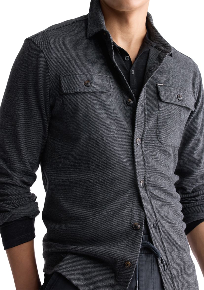 Mens Sigge Light Blue Woven Long-Sleeve Knitted Shirt