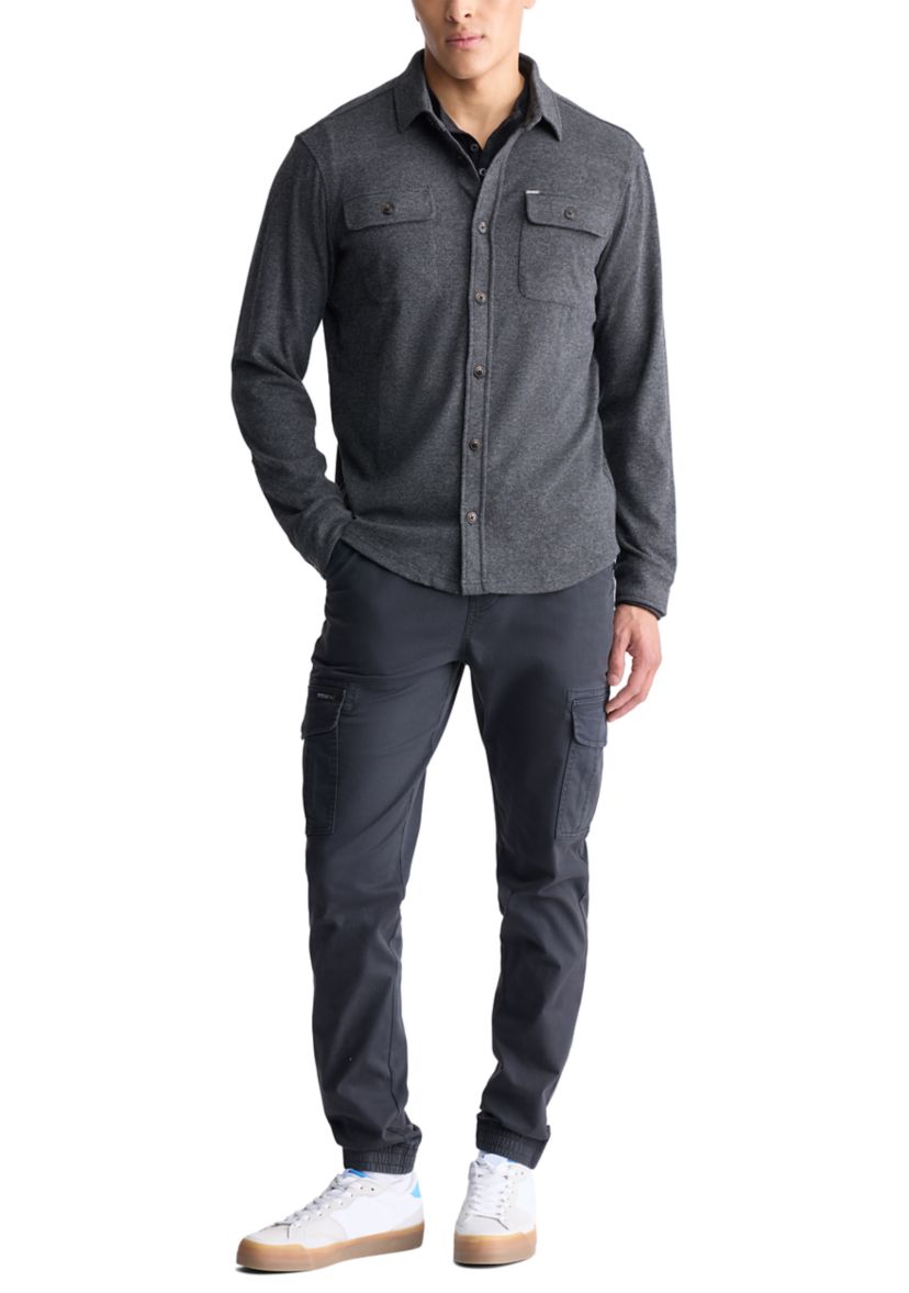 Mens Sigge Light Blue Woven Long-Sleeve Knitted Shirt