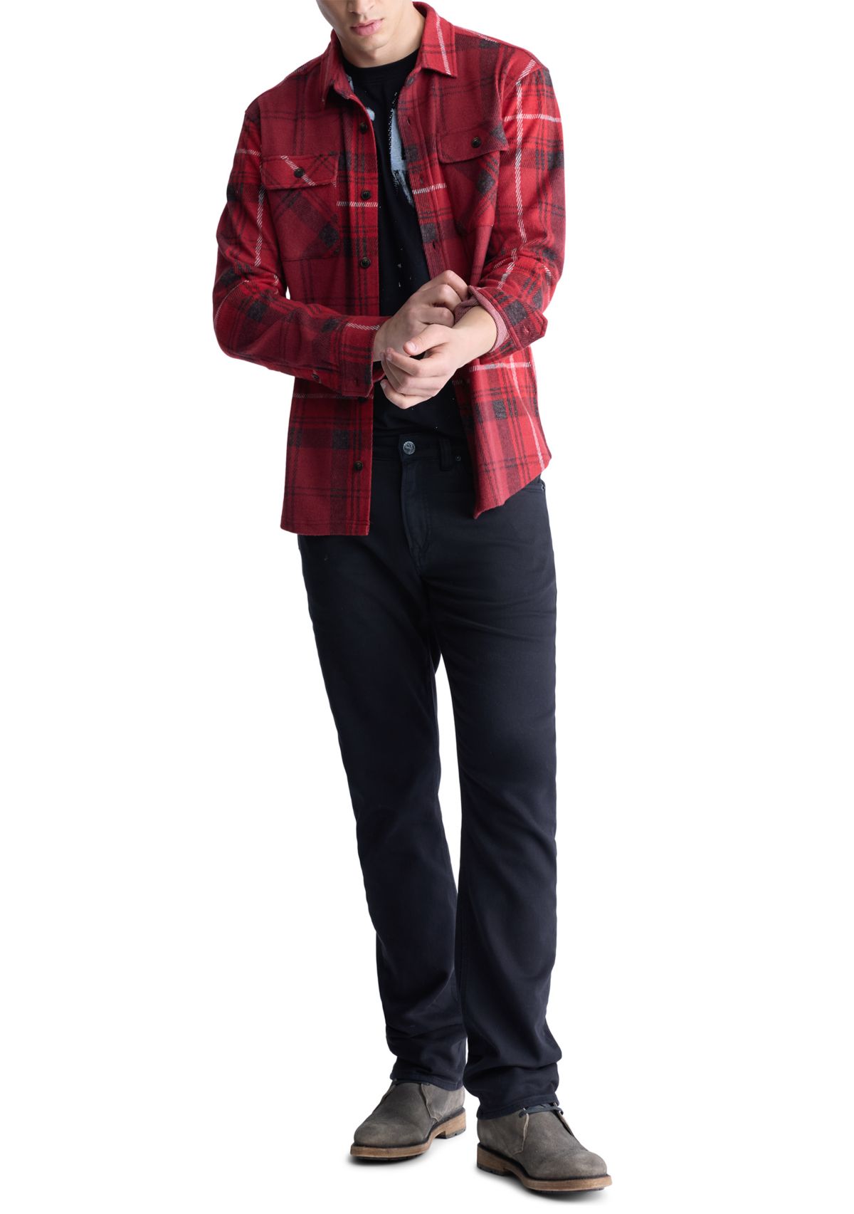 Mens Samme Plaid Printed Blanket Shirt