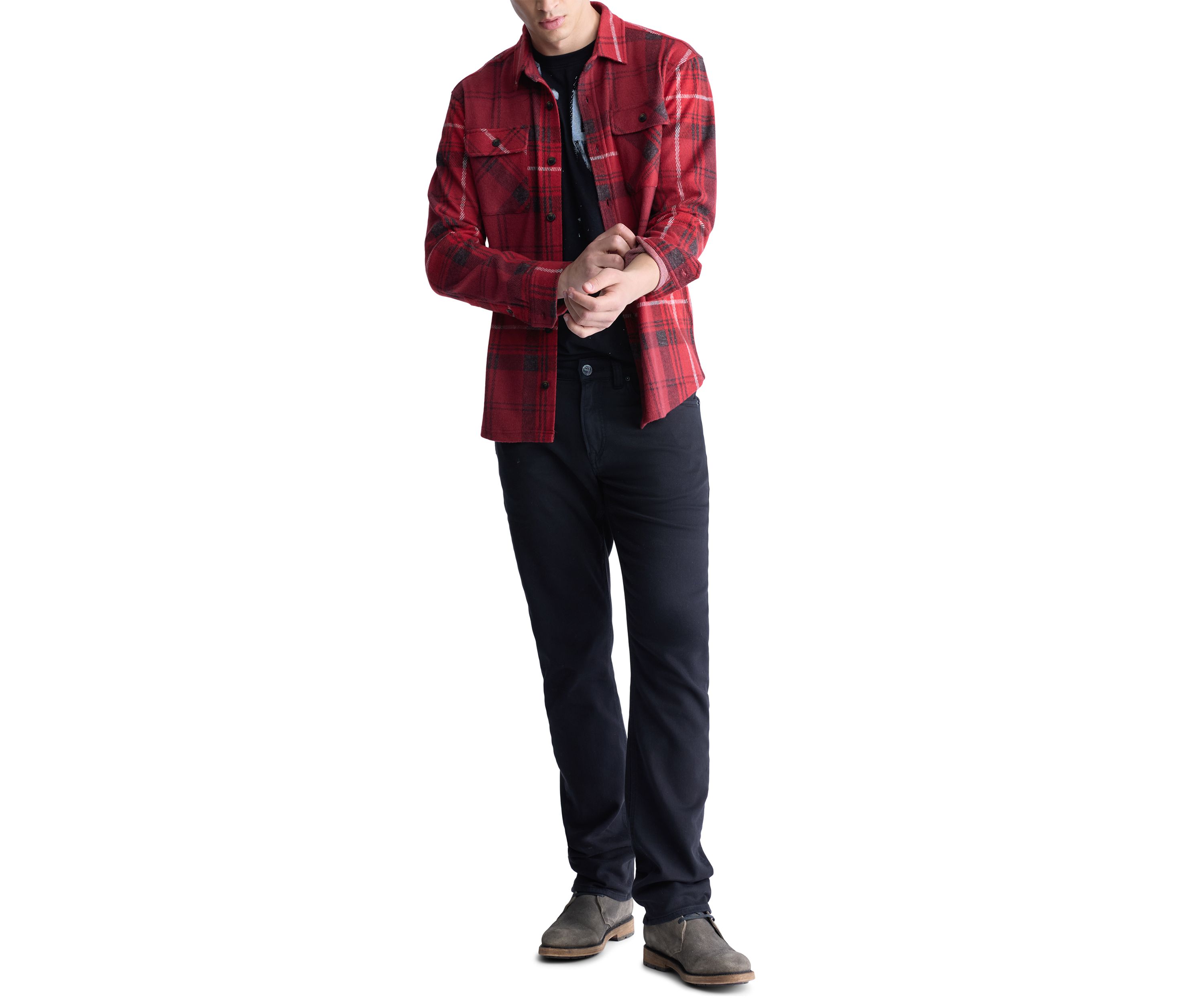 Mens Samme Plaid Printed Blanket Shirt