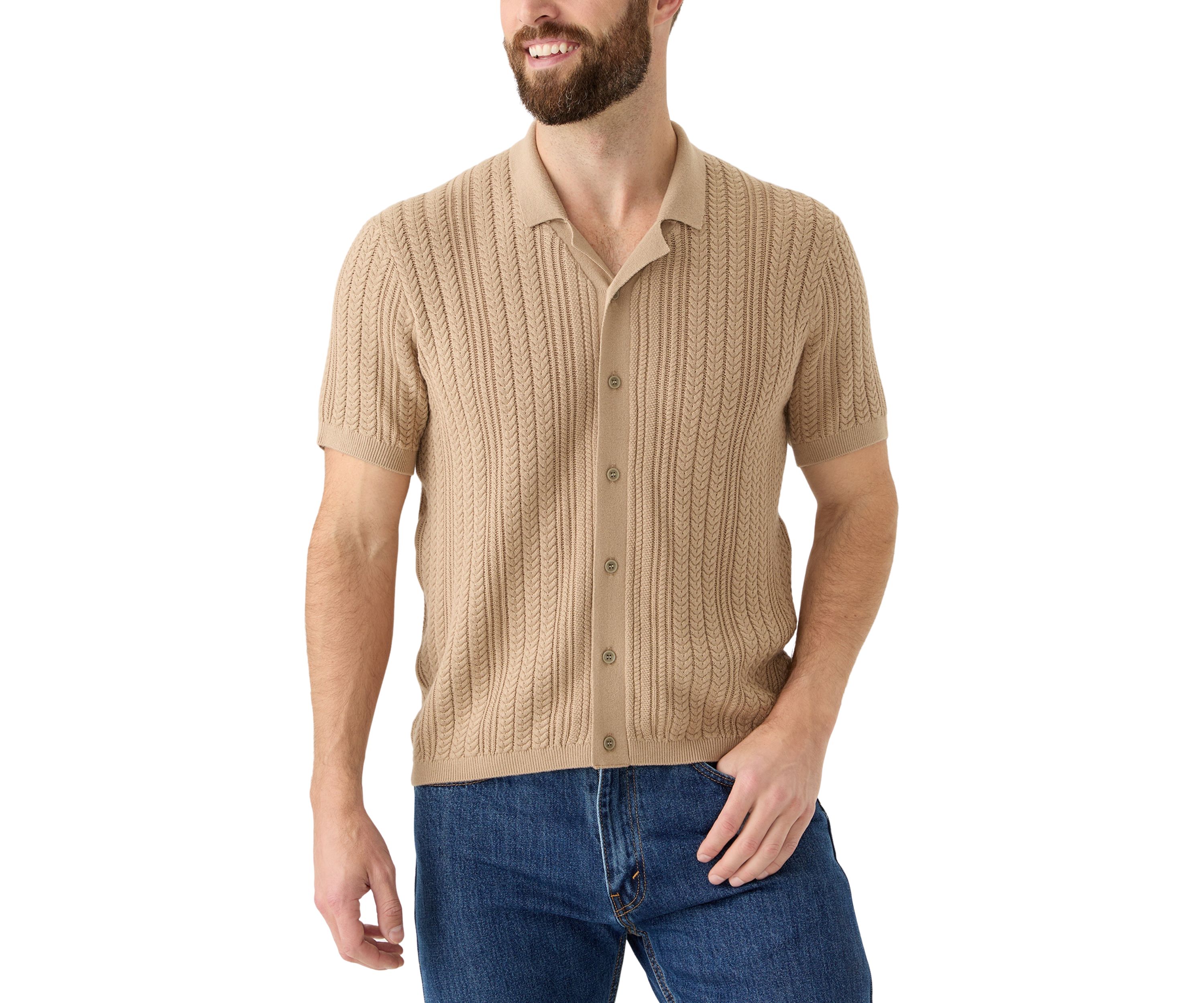 Mens Wasko Knit Button Up Shirt