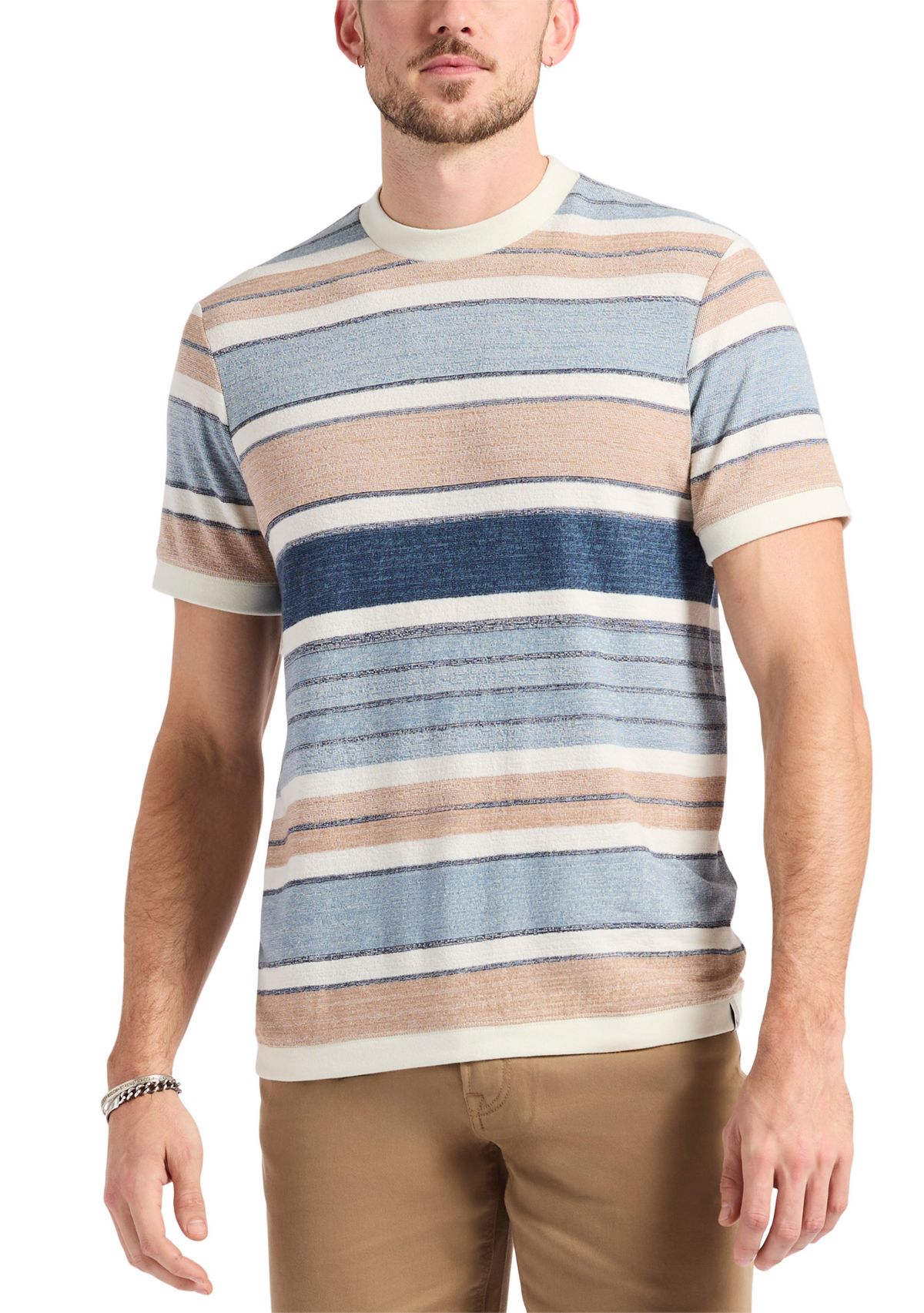 Mens Konnair Short Sleeve Texture Jersey Striped T-Shirt
