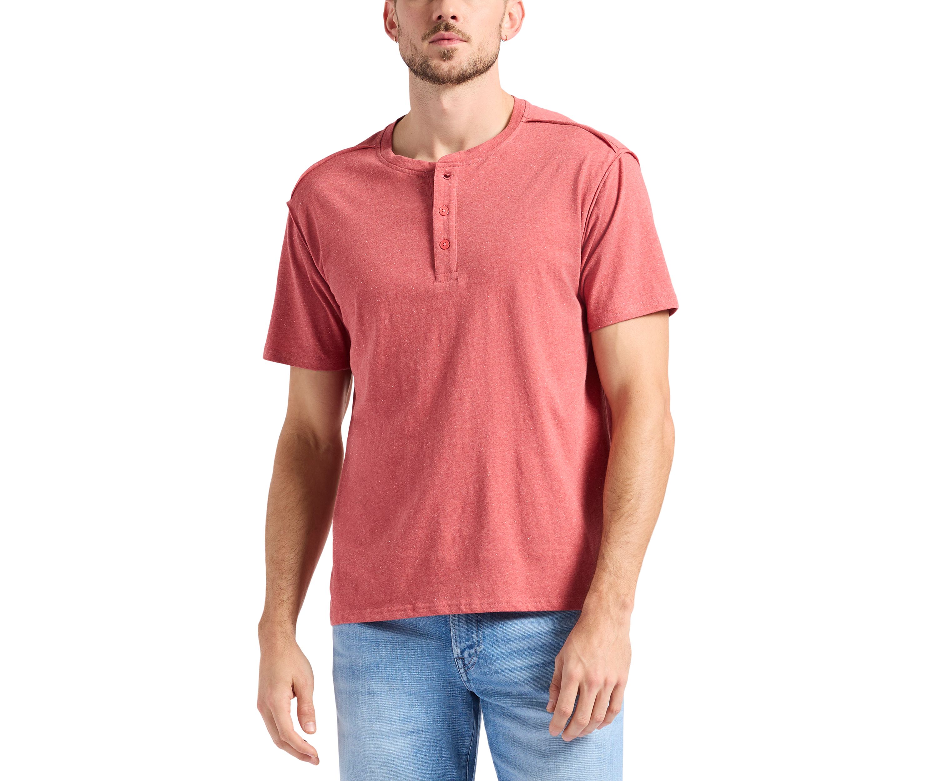 Mens Short Sleeve Speckle Jersey Henley T-Shirt 