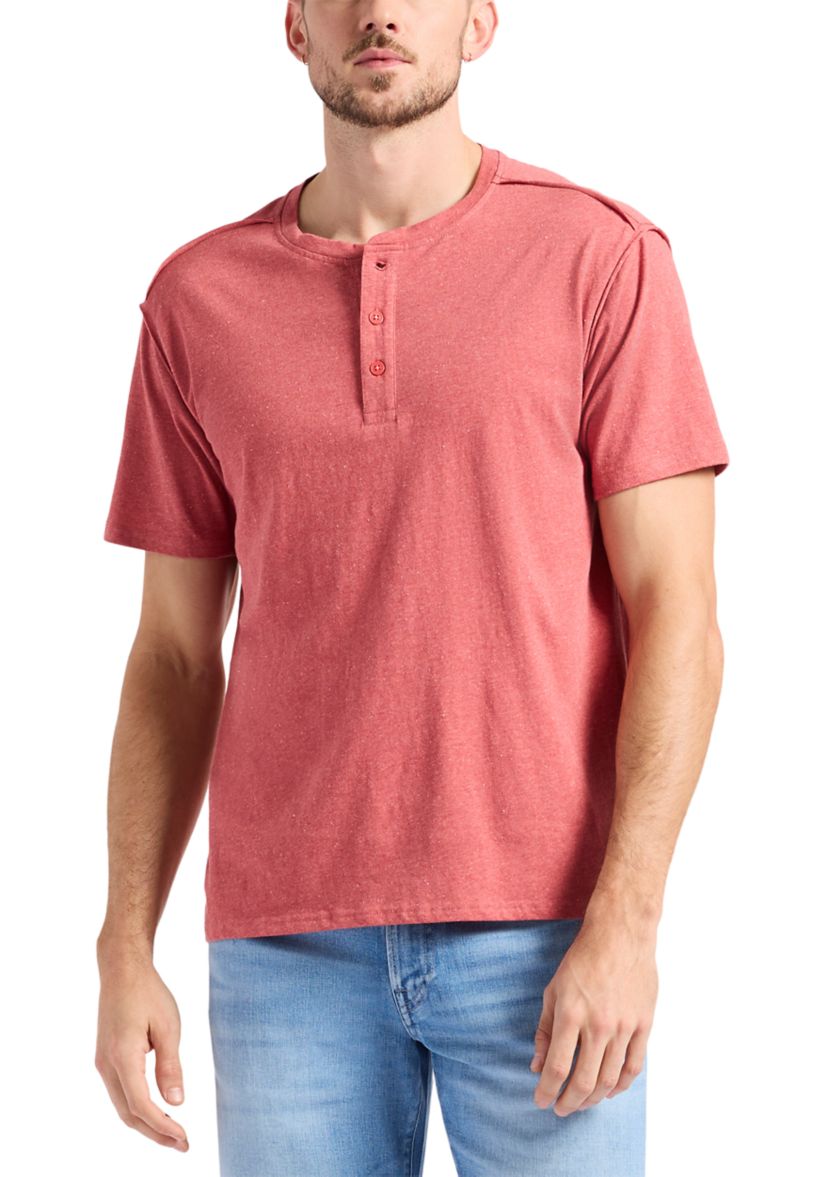 Mens Short Sleeve Speckle Jersey Henley T-Shirt 