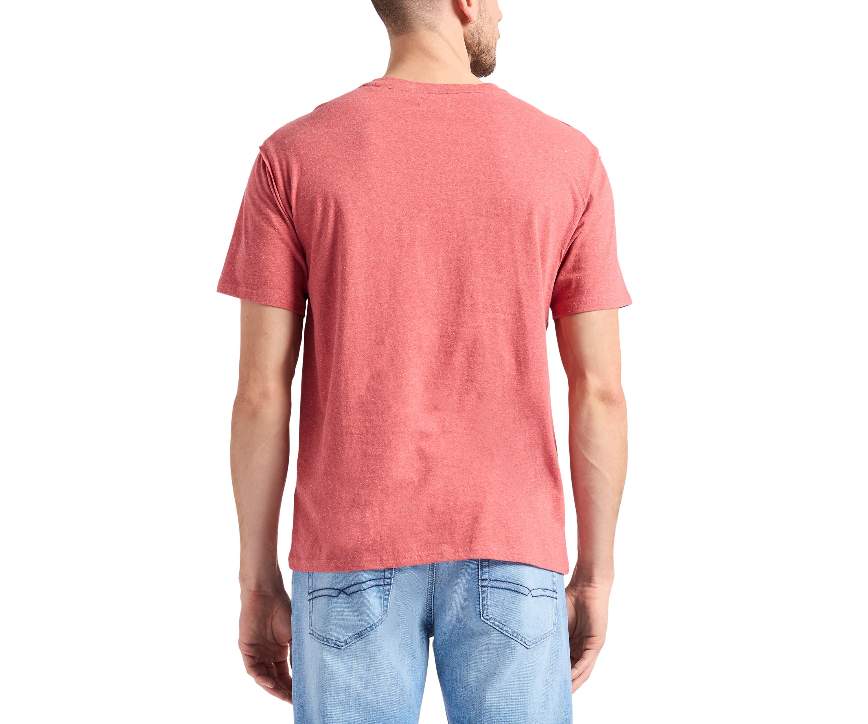 Mens Short Sleeve Speckle Jersey Henley T-Shirt 