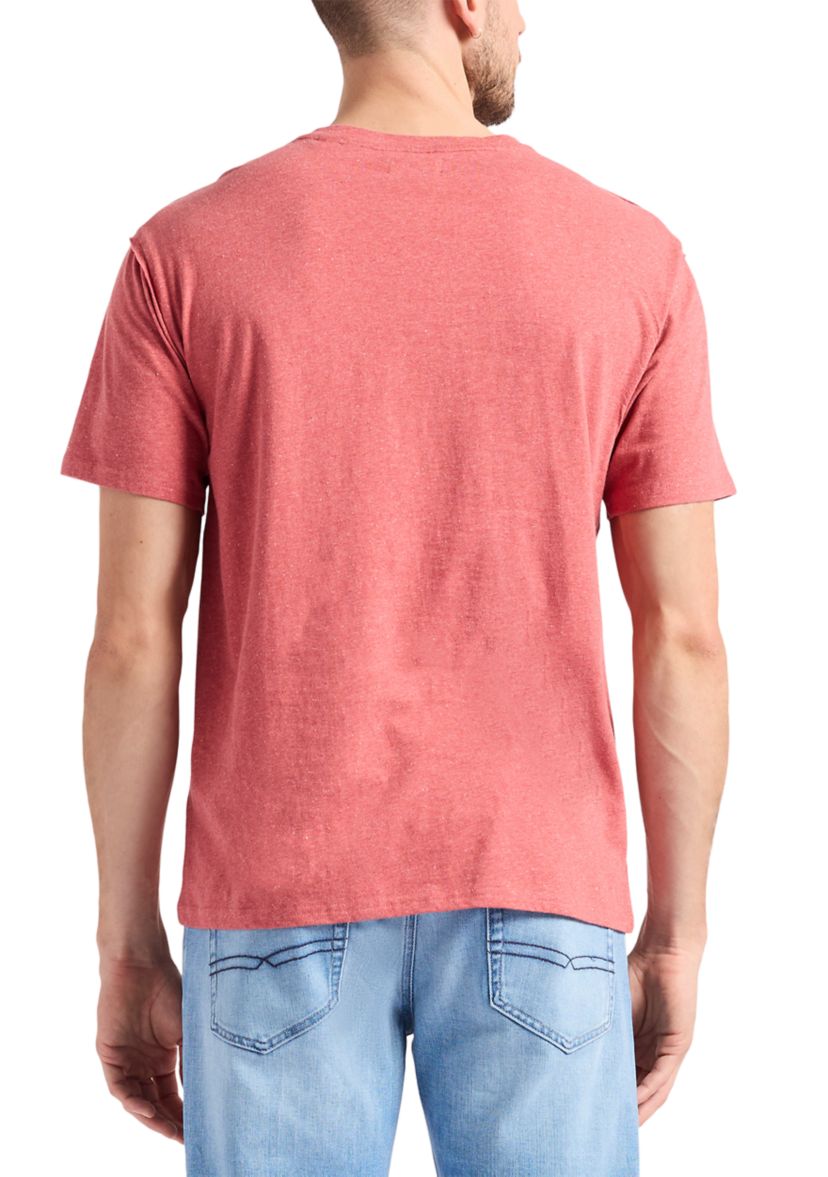 Mens Short Sleeve Speckle Jersey Henley T-Shirt 