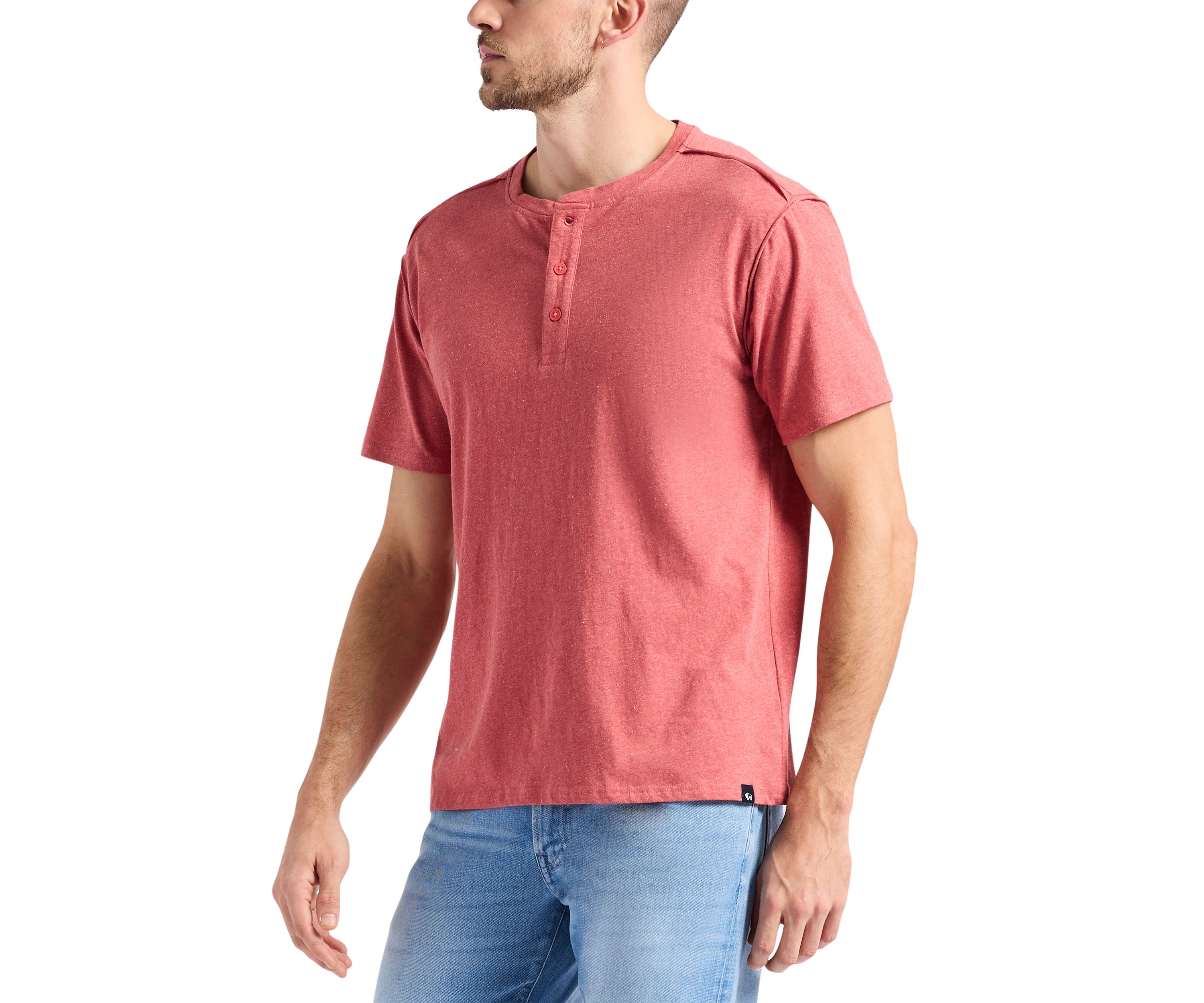 Mens Short Sleeve Speckle Jersey Henley T-Shirt 