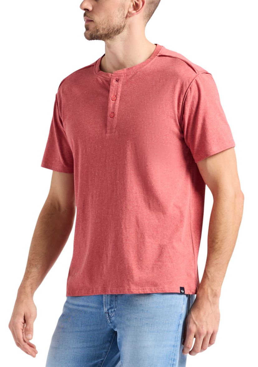 Mens Short Sleeve Speckle Jersey Henley T-Shirt 