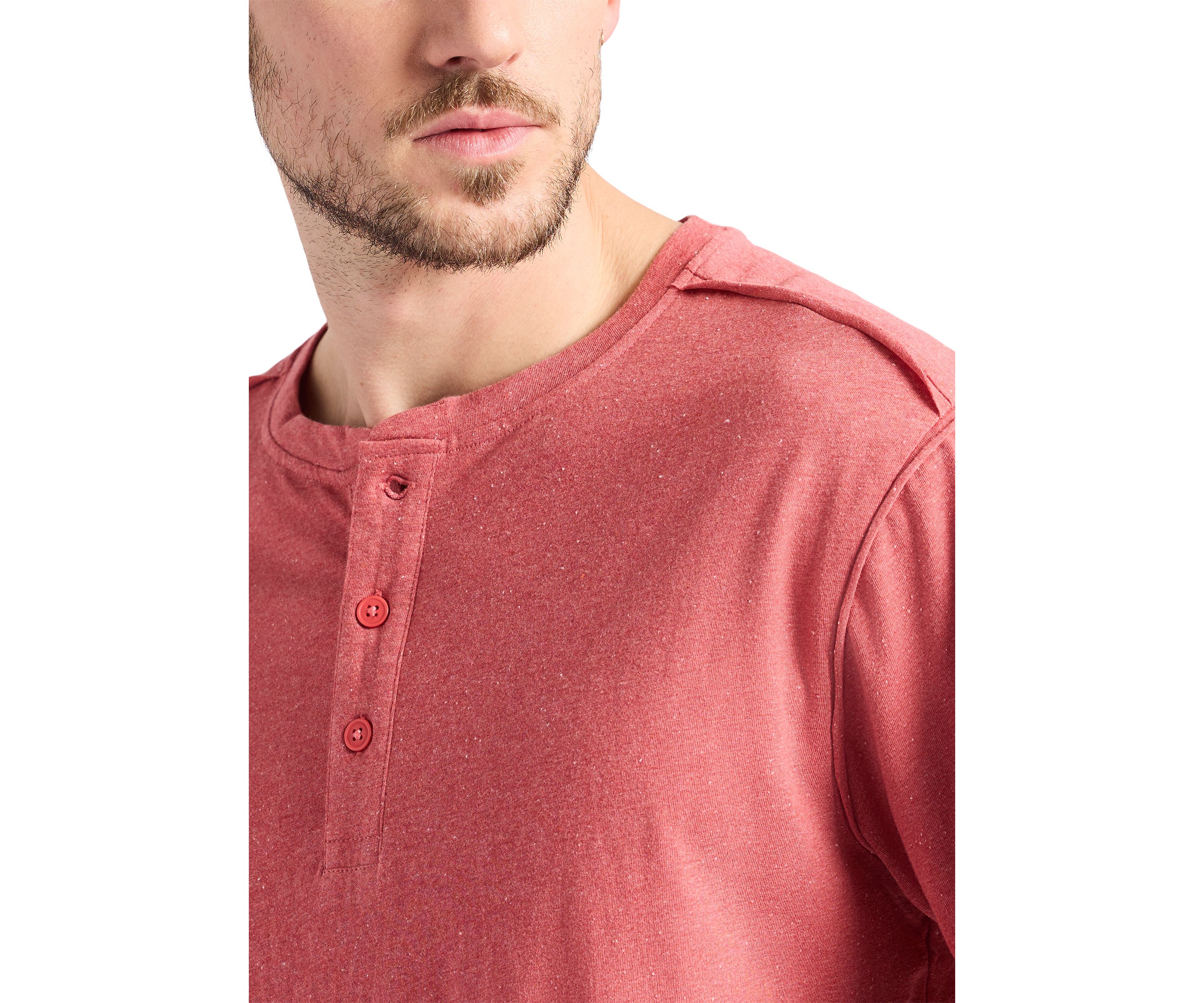 Mens Short Sleeve Speckle Jersey Henley T-Shirt 