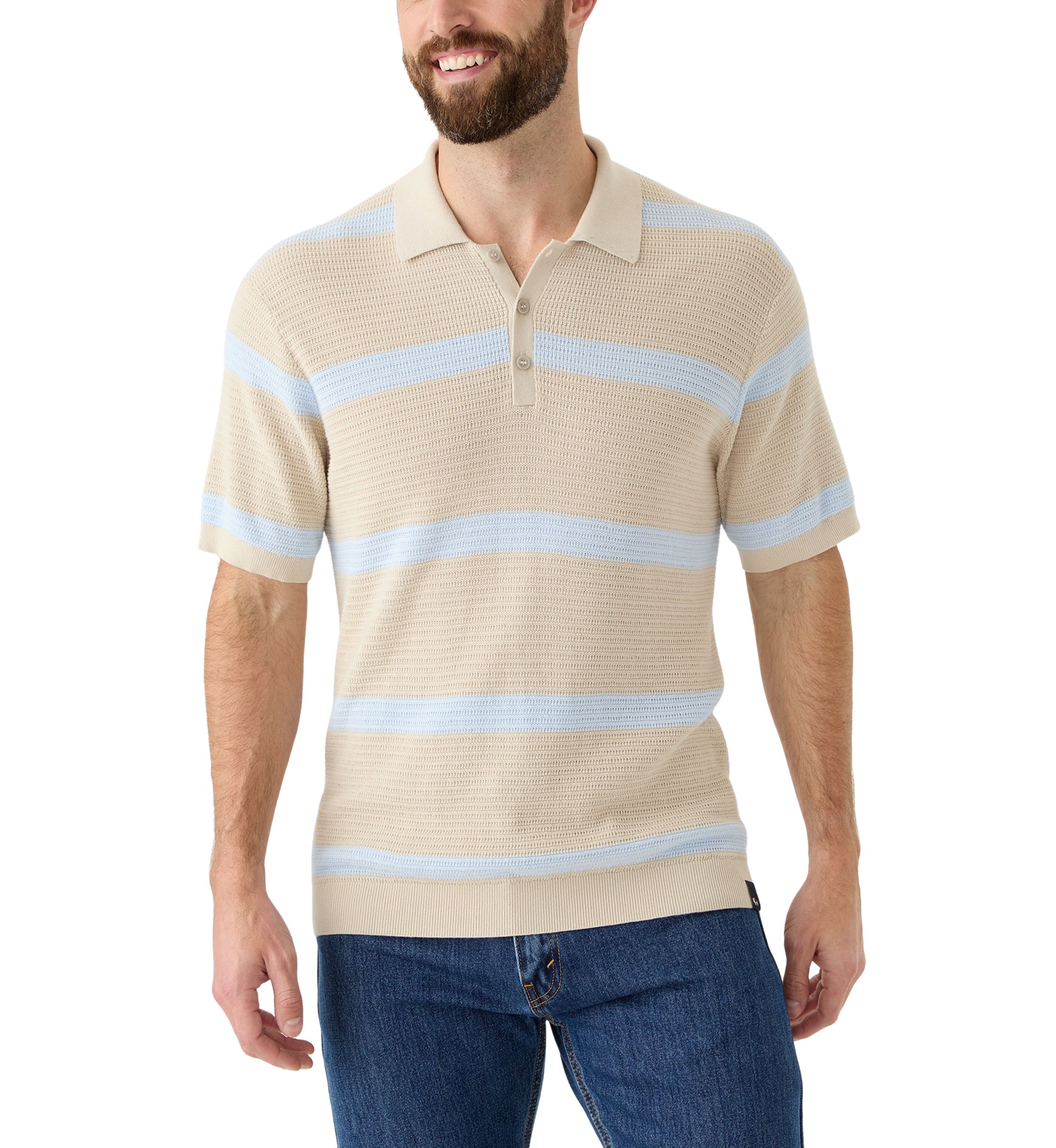 Mens Short Sleeve Striped Polo Shirt 