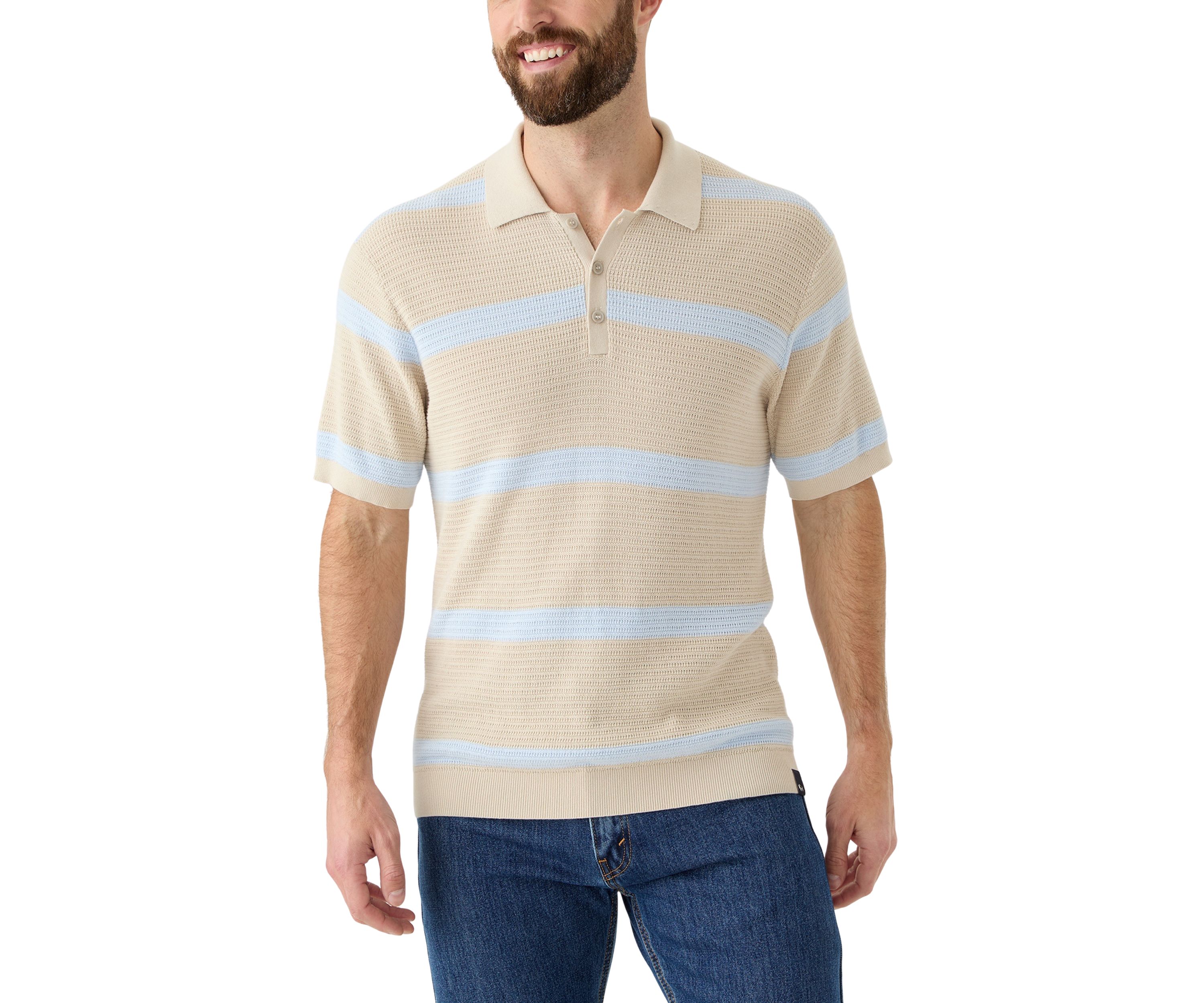 Mens Short Sleeve Striped Polo Shirt 