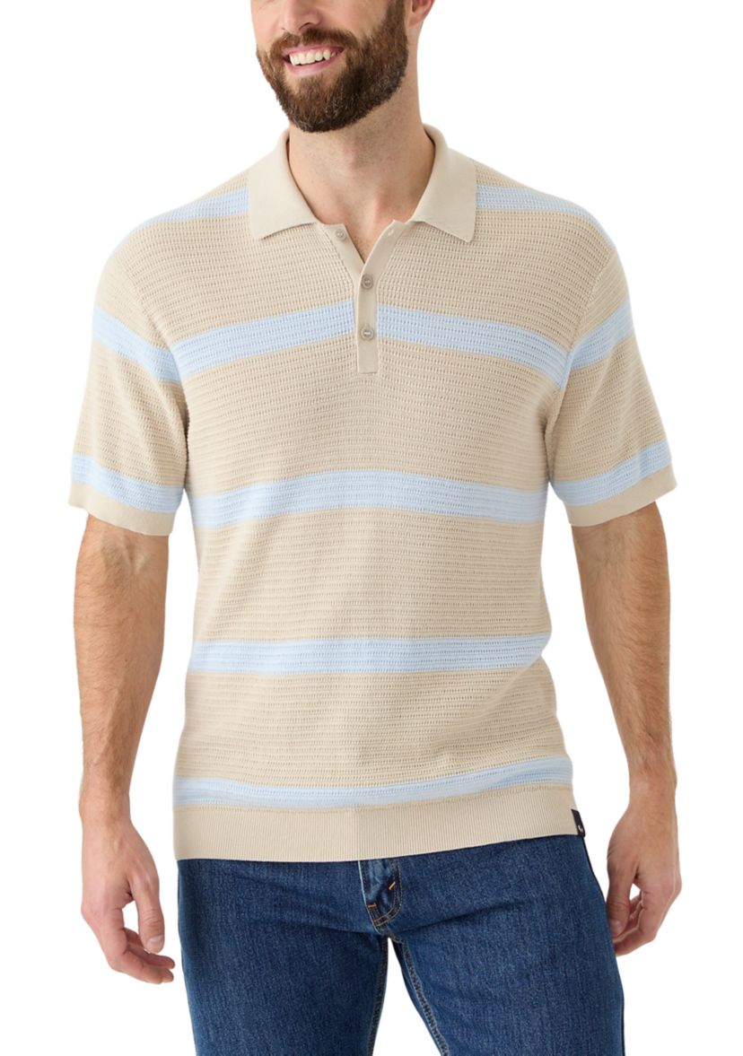 Mens Short Sleeve Striped Polo Shirt 