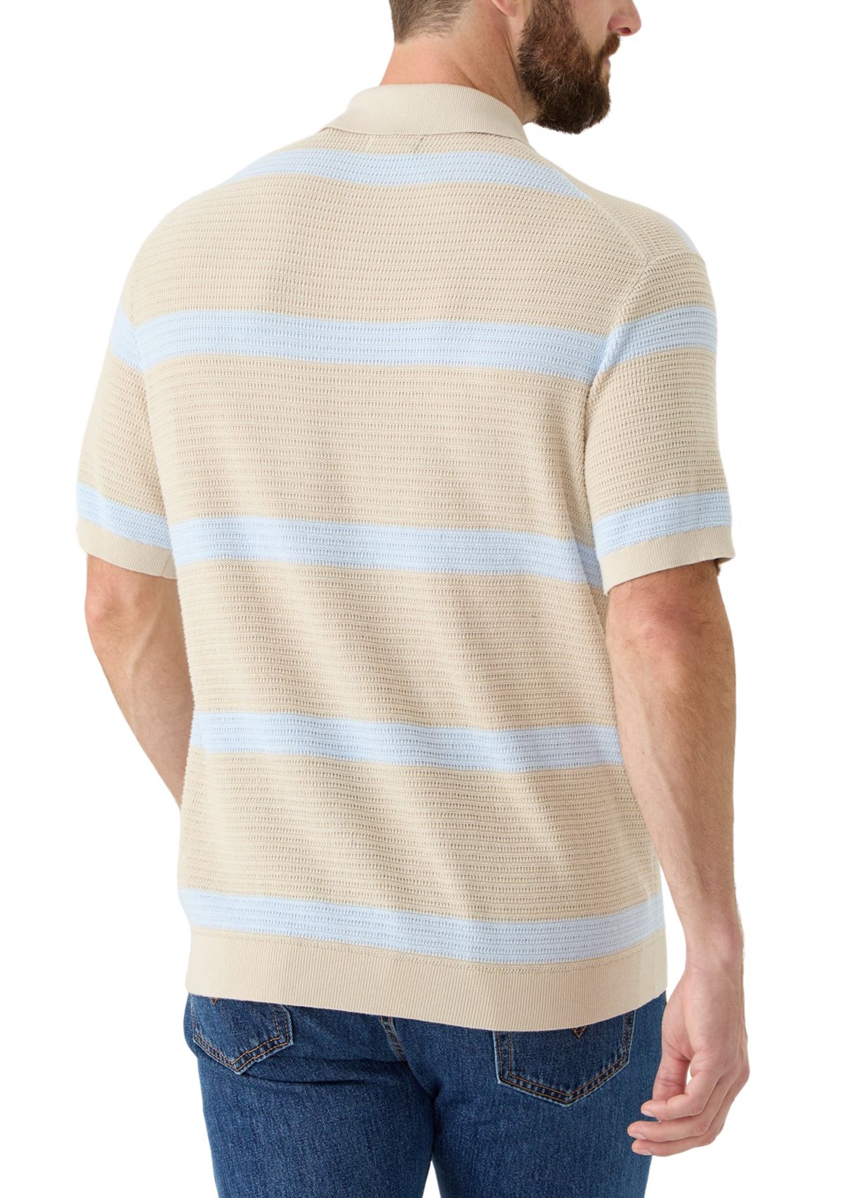 Mens Short Sleeve Striped Polo Shirt 