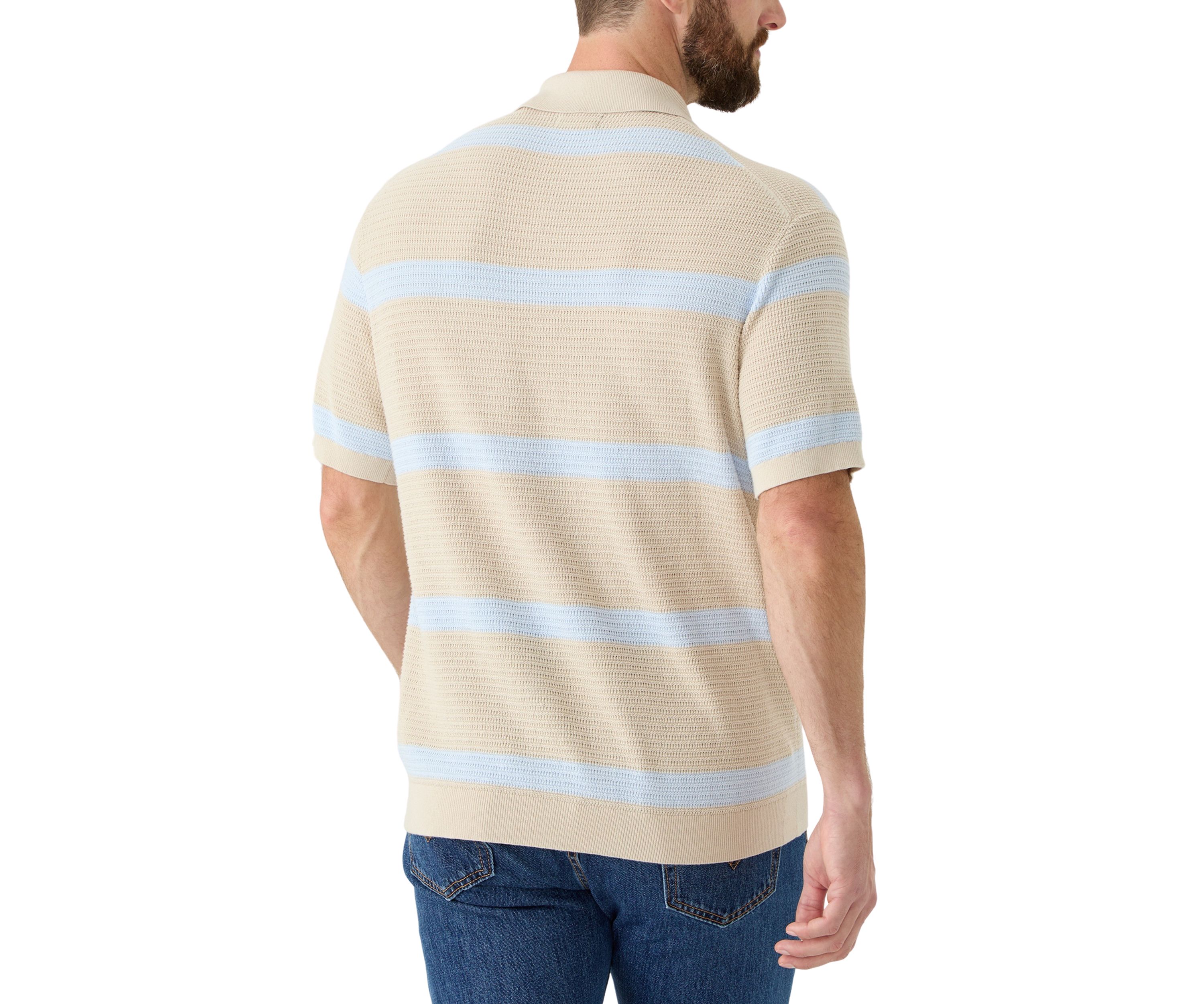 Mens Short Sleeve Striped Polo Shirt 