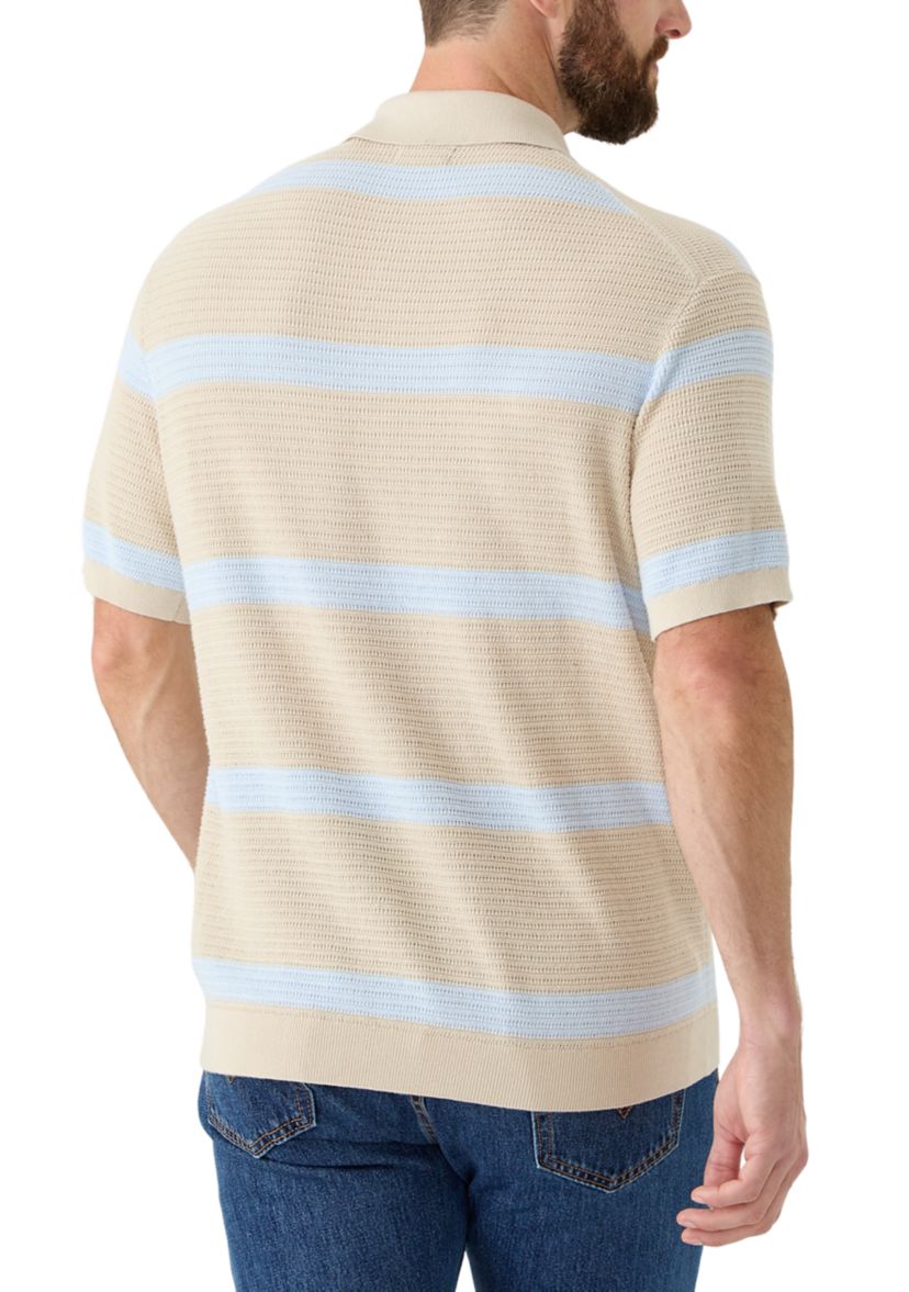 Mens Short Sleeve Striped Polo Shirt 