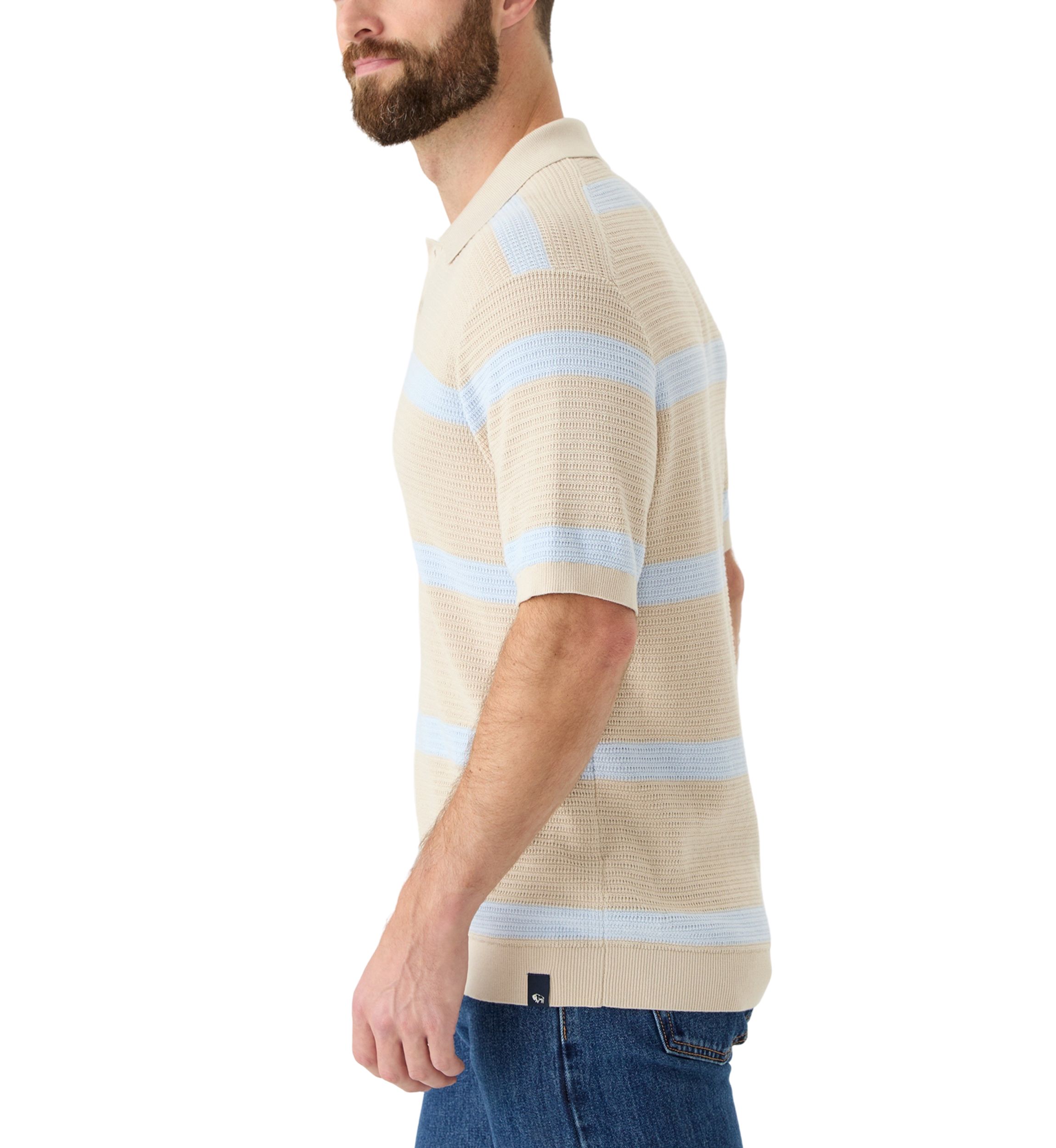 Mens Short Sleeve Striped Polo Shirt 