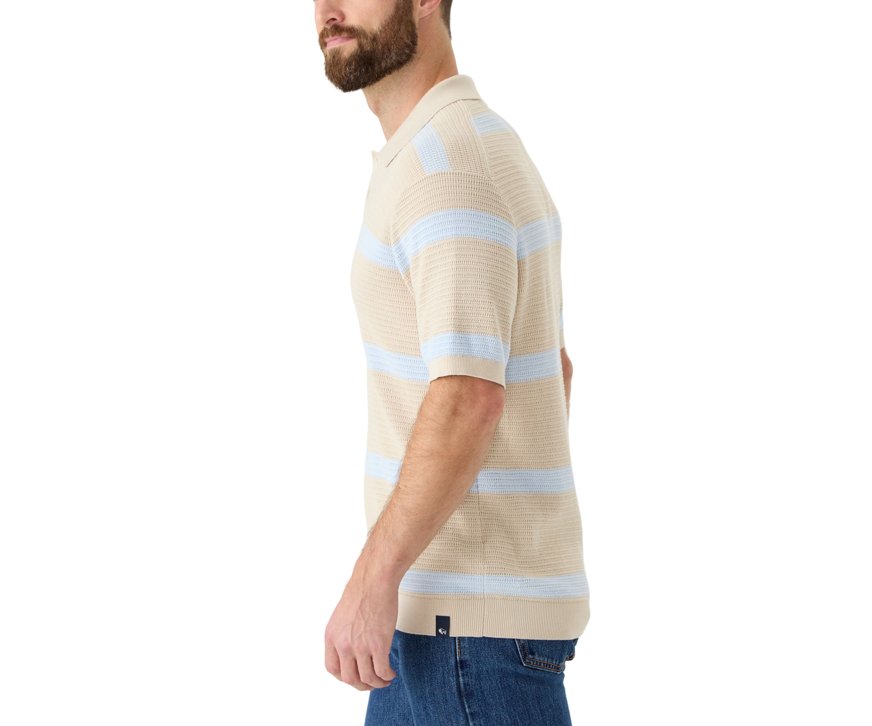 Mens Short Sleeve Striped Polo Shirt 