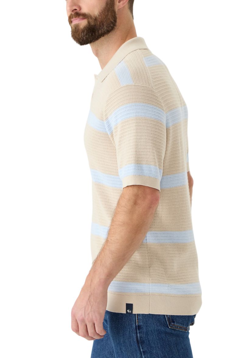 Mens Short Sleeve Striped Polo Shirt 