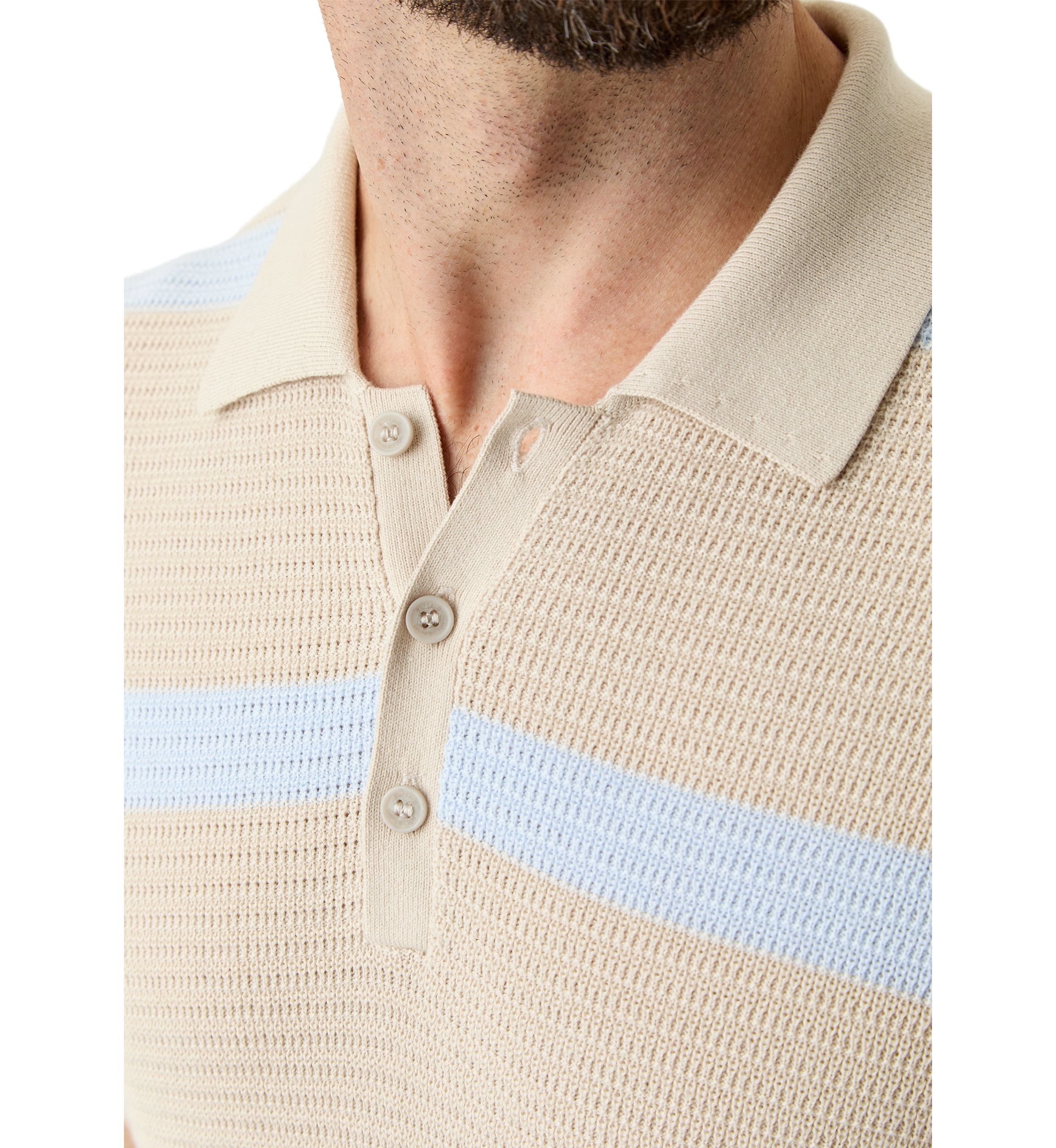 Mens Short Sleeve Striped Polo Shirt 