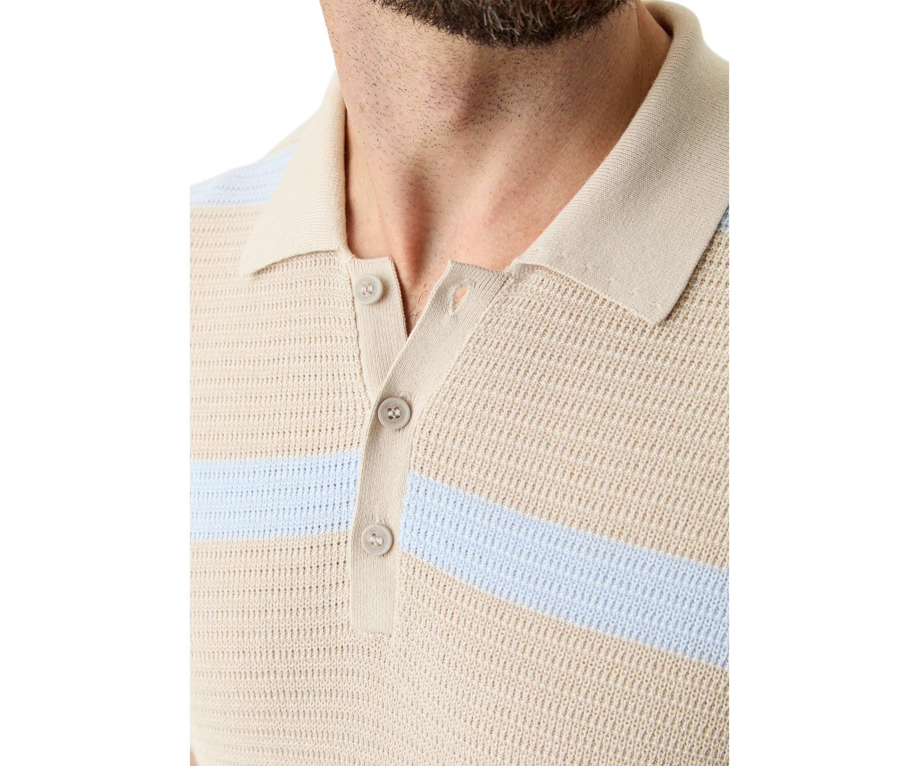 Mens Short Sleeve Striped Polo Shirt 