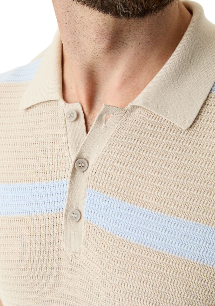 Mens Short Sleeve Striped Polo Shirt 