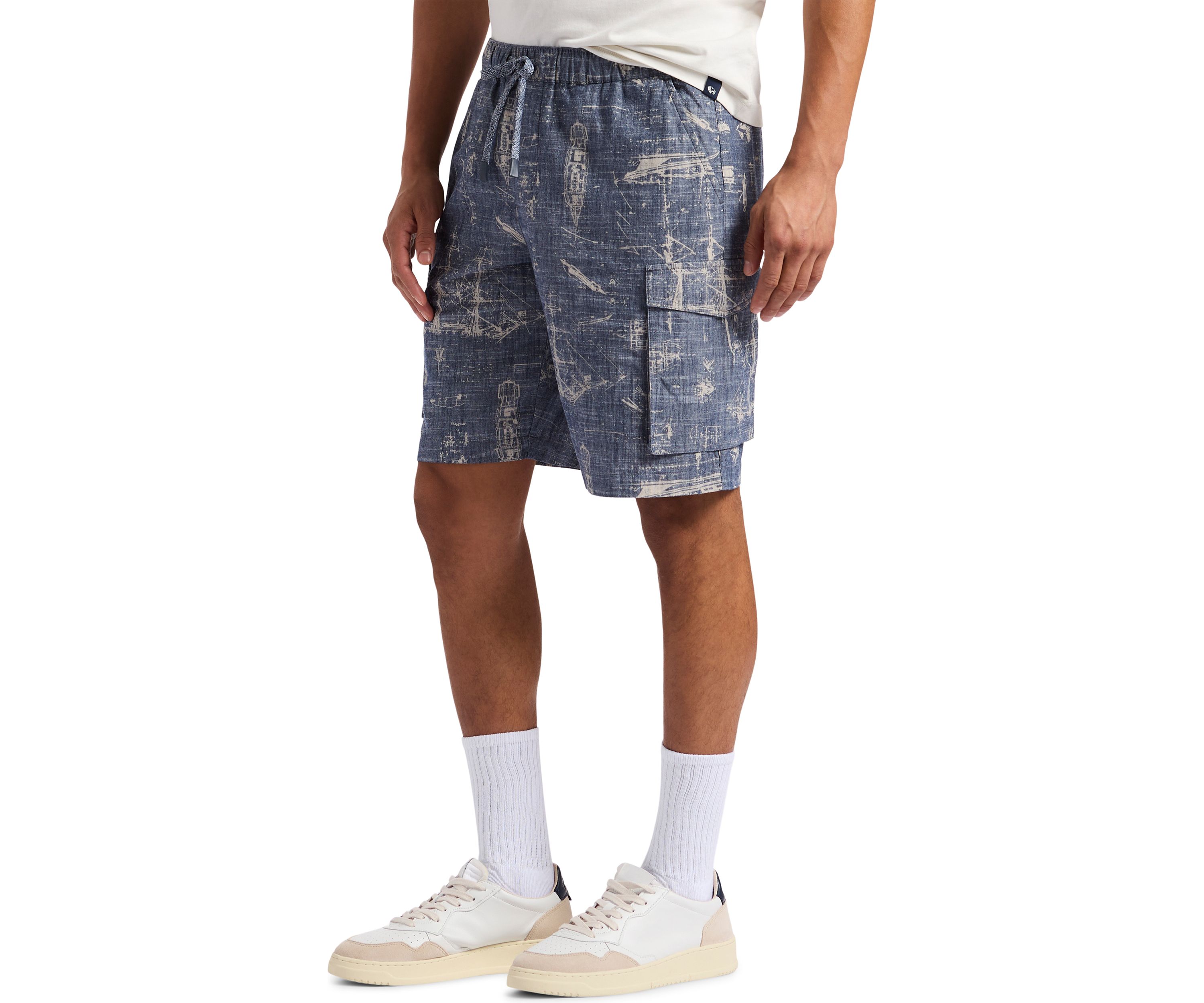 Mens Halten Relaxed Fit Printed Cargo Shorts