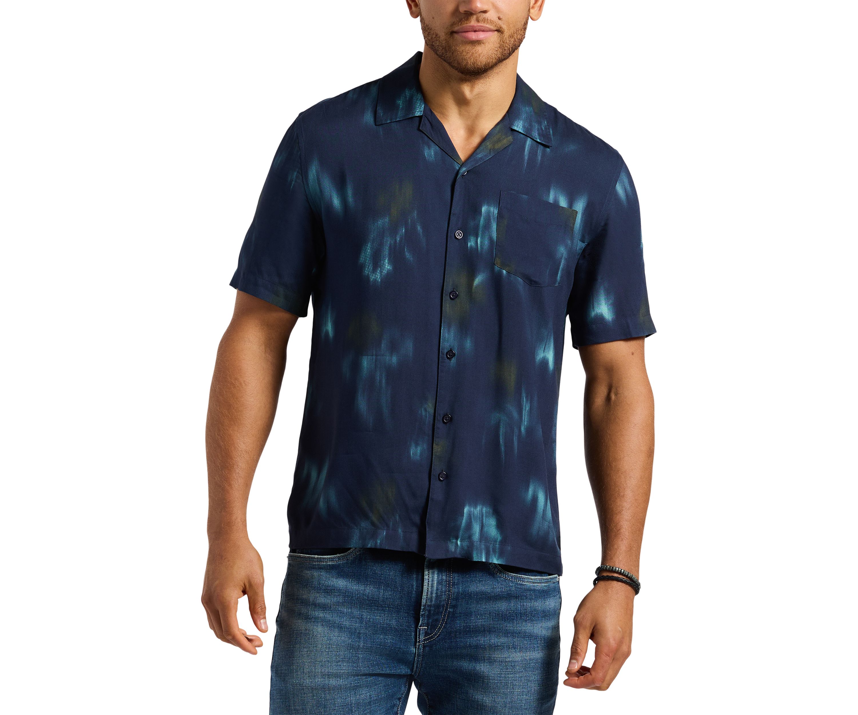 Mens Sandro Short-Sleeve Tie-Dye Button-Up Camp Shirt