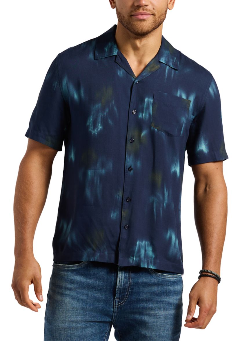 Mens Sandro Short-Sleeve Tie-Dye Button-Up Camp Shirt