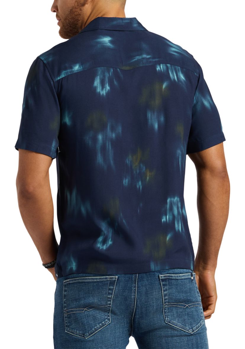 Mens Sandro Short-Sleeve Tie-Dye Button-Up Camp Shirt