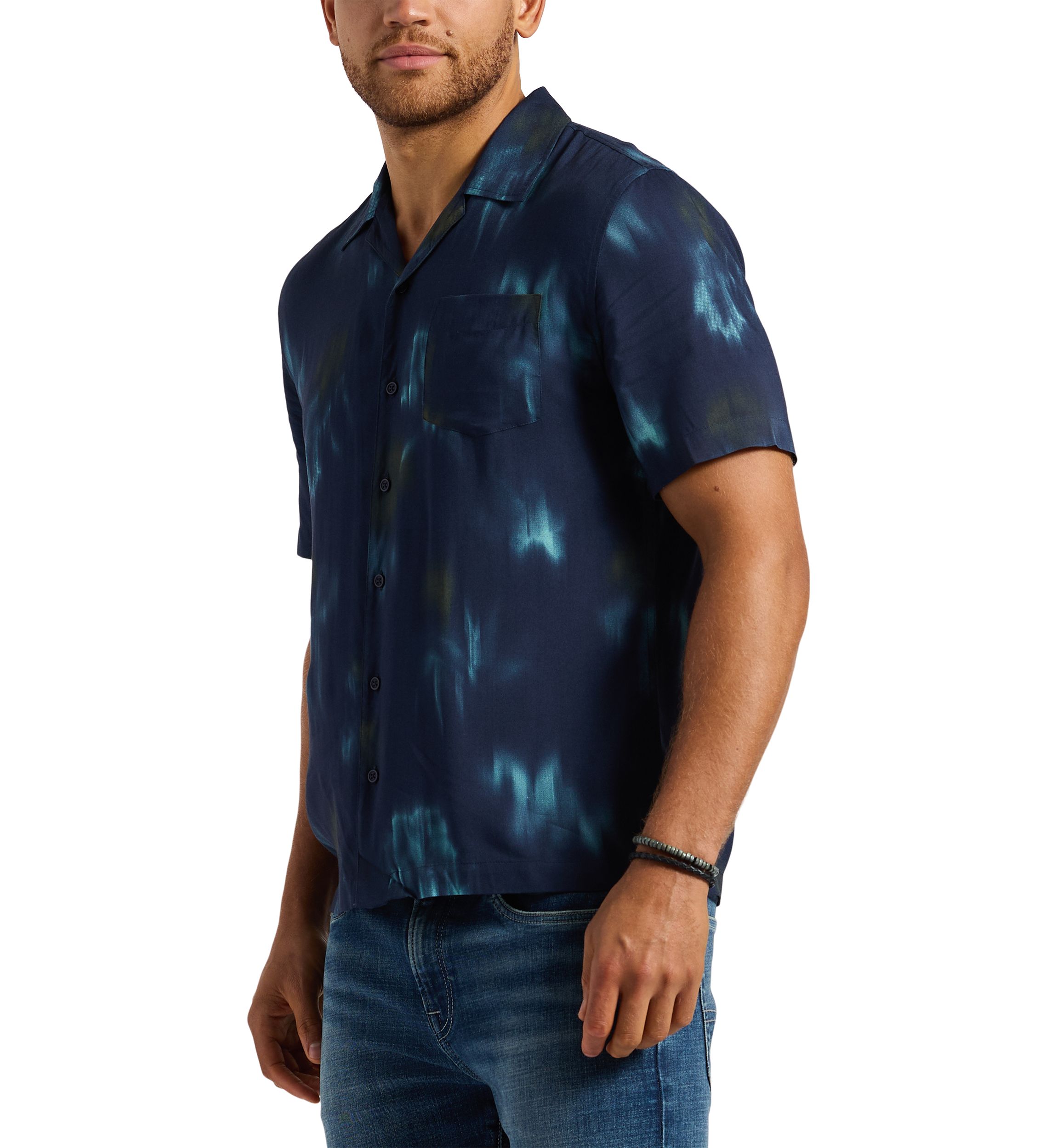 Mens Sandro Short-Sleeve Tie-Dye Button-Up Camp Shirt