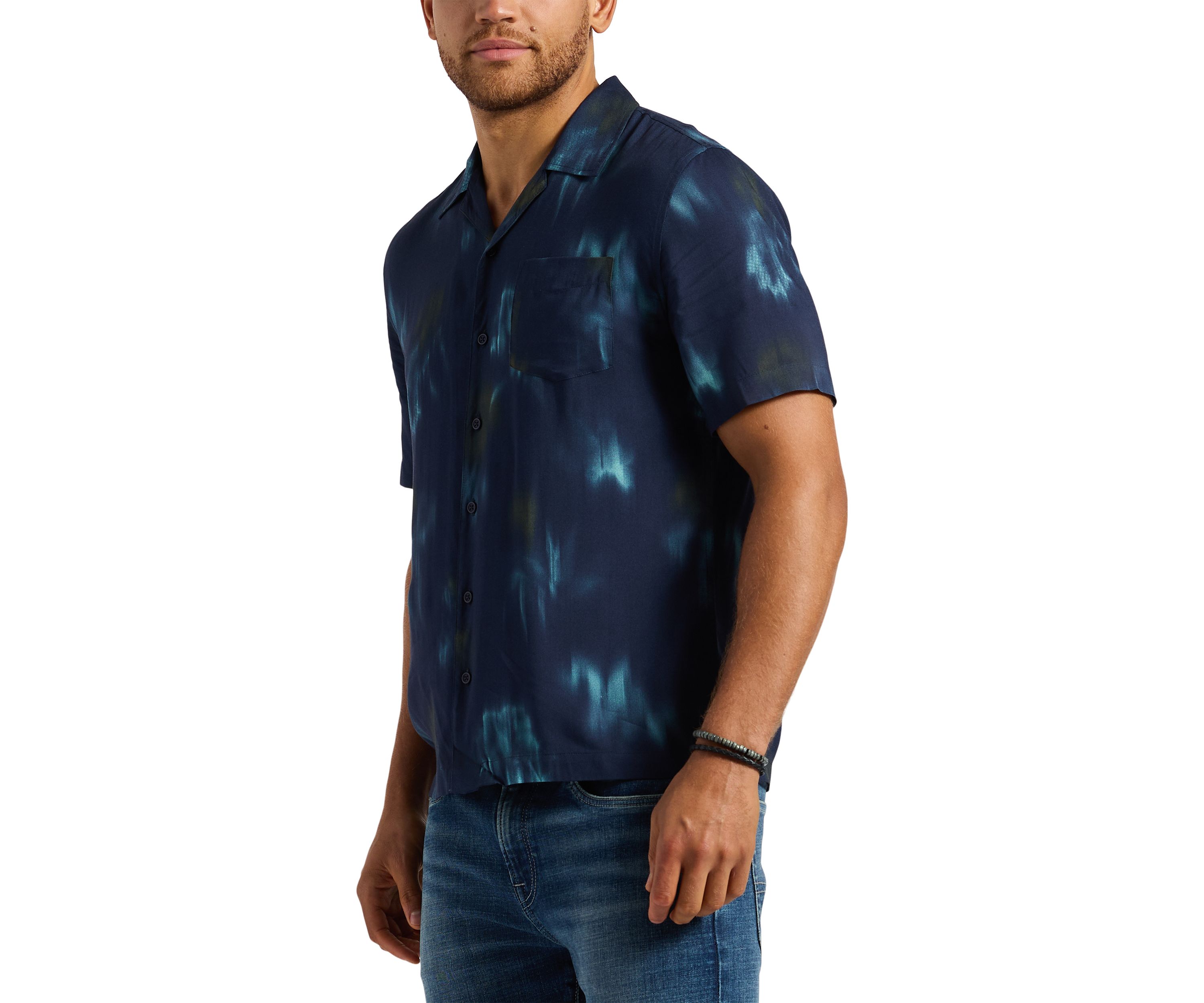 Mens Sandro Short-Sleeve Tie-Dye Button-Up Camp Shirt