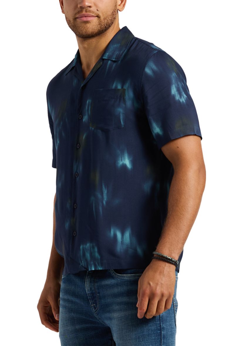 Mens Sandro Short-Sleeve Tie-Dye Button-Up Camp Shirt